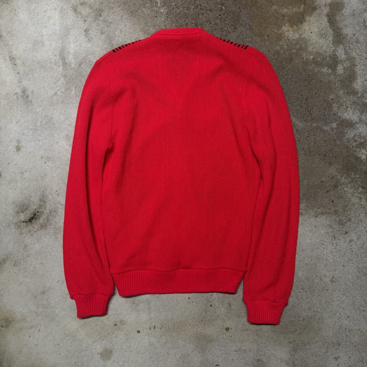 Vintage Vintage 60s Striped Red Black Acrylic Cardigan Mod Sweater Size US M / EU 48-50 / 2 - 8 Thumbnail