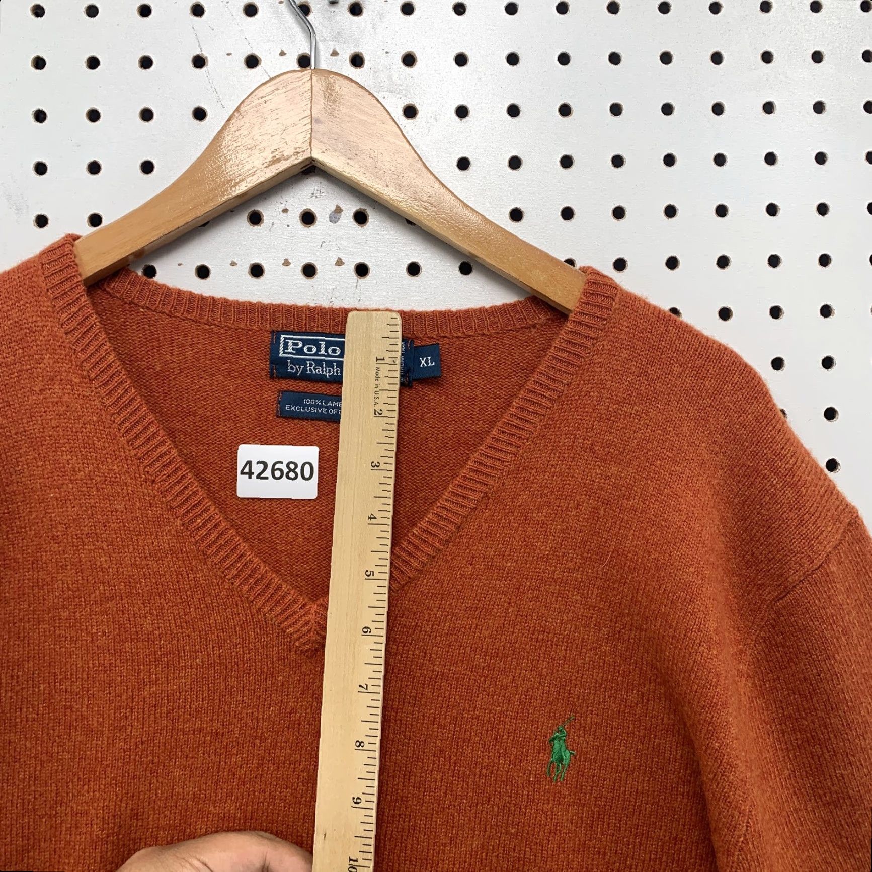 Polo Ralph Lauren Polo Ralph Lauren Sweater XL Orange Pullover Long Sleeve 1/4 Zip Knit Wool Mens Size US XL / EU 56 / 4 - 6 Thumbnail