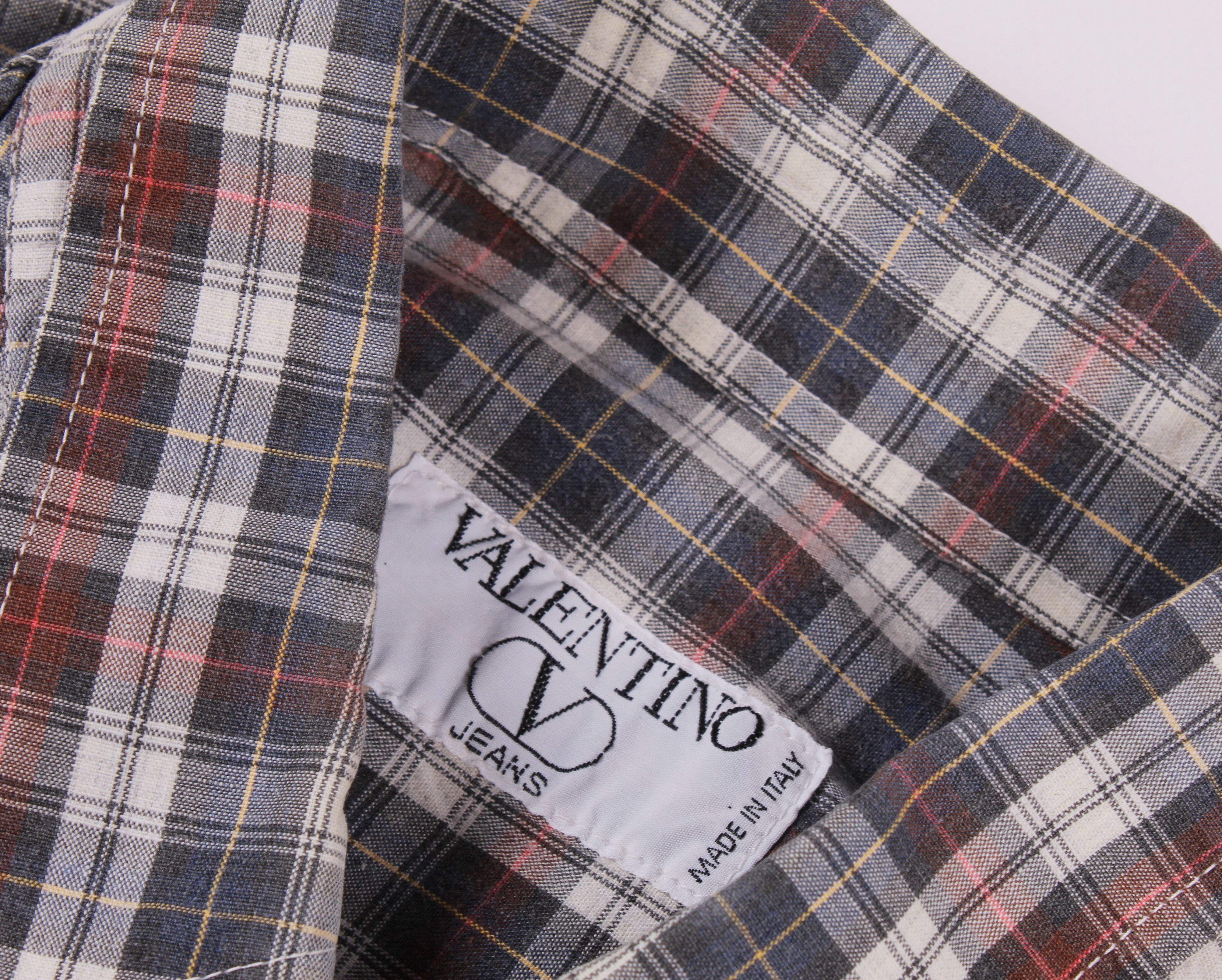 Valentino × Vintage Vintage 90's Valentino Jeans Checkered Shirt Size US L / EU 52-54 / 3 - 3 Thumbnail