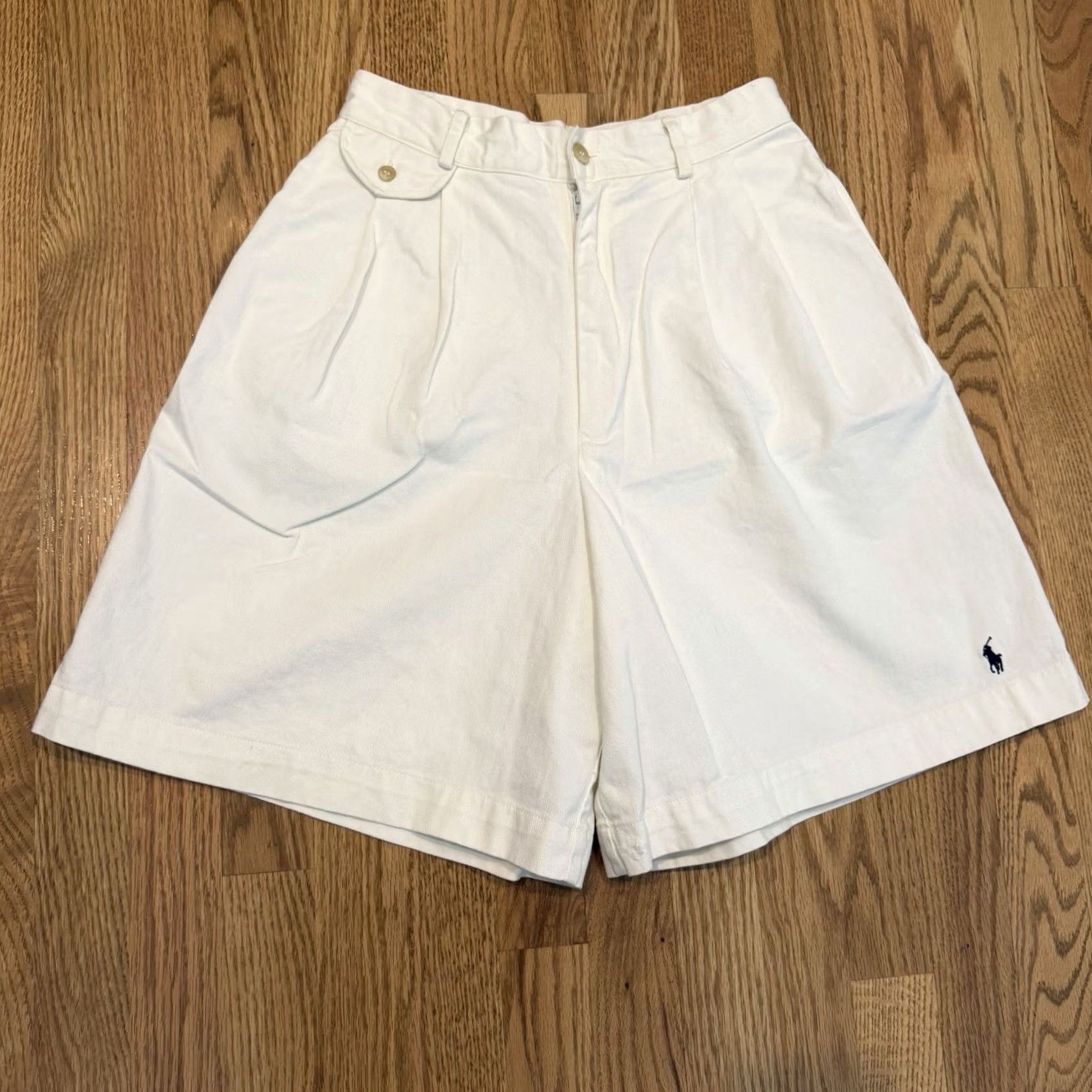 Polo Ralph Lauren VINTAGE Ralph Lauren Shorts Women’s 6 Chino High Rise Pleated Baggy White 90s USA Classic Preppy Cotton Polo Ralph Lauren Womens Size 28" / US 6 / IT 42 - 2 Thumbnail