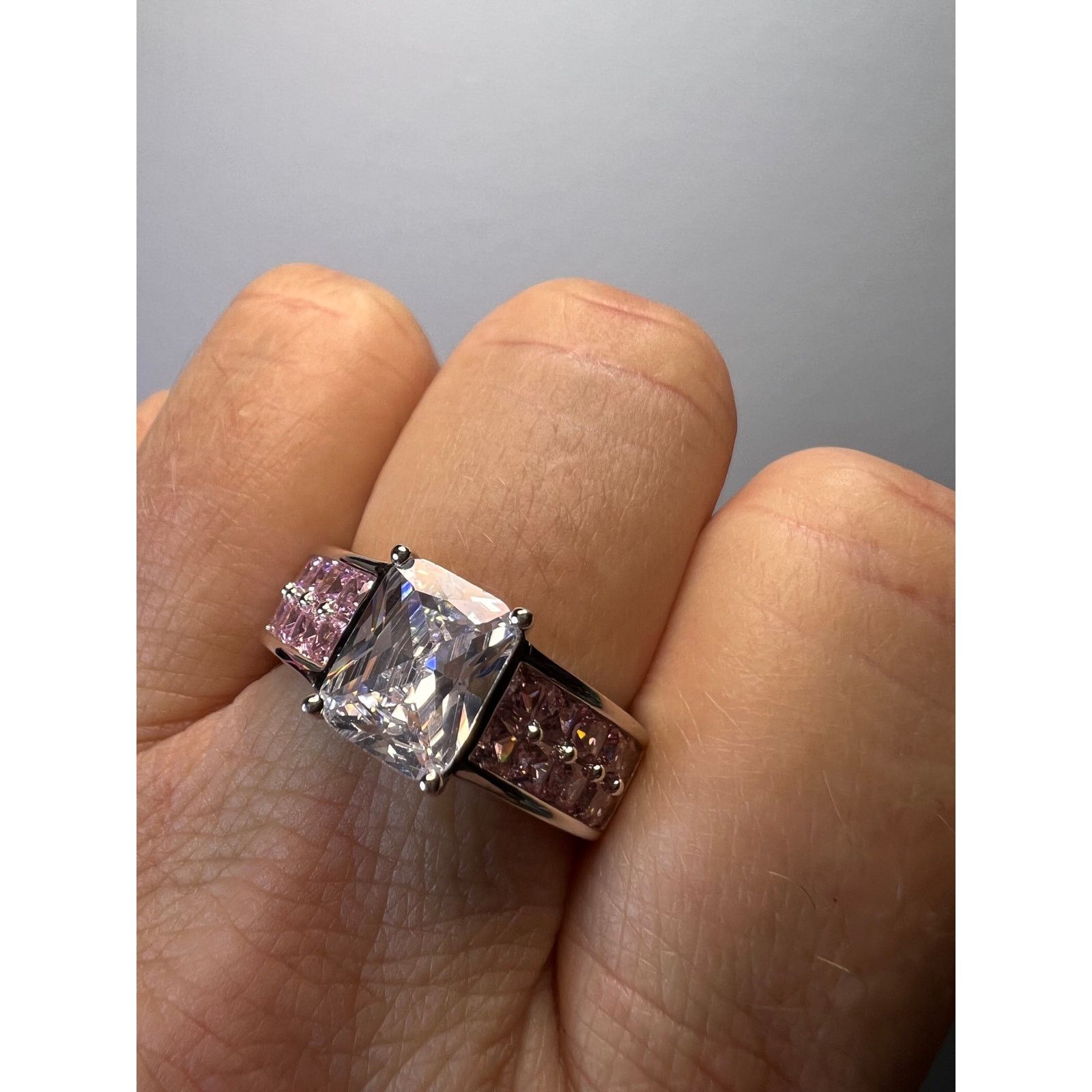 Other Pink and white CZ rhodium over sterling silver ring size 9 Size ONE SIZE - 3 Thumbnail