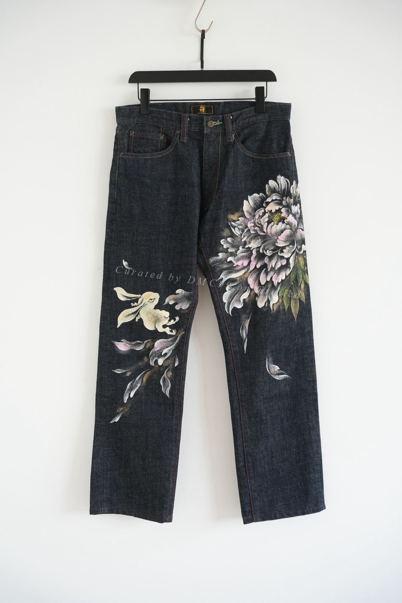 Other ZEN Kyoto Yuzen Peony Hand-painted Jeans Size US 32 / EU 48 - 1 Thumbnail