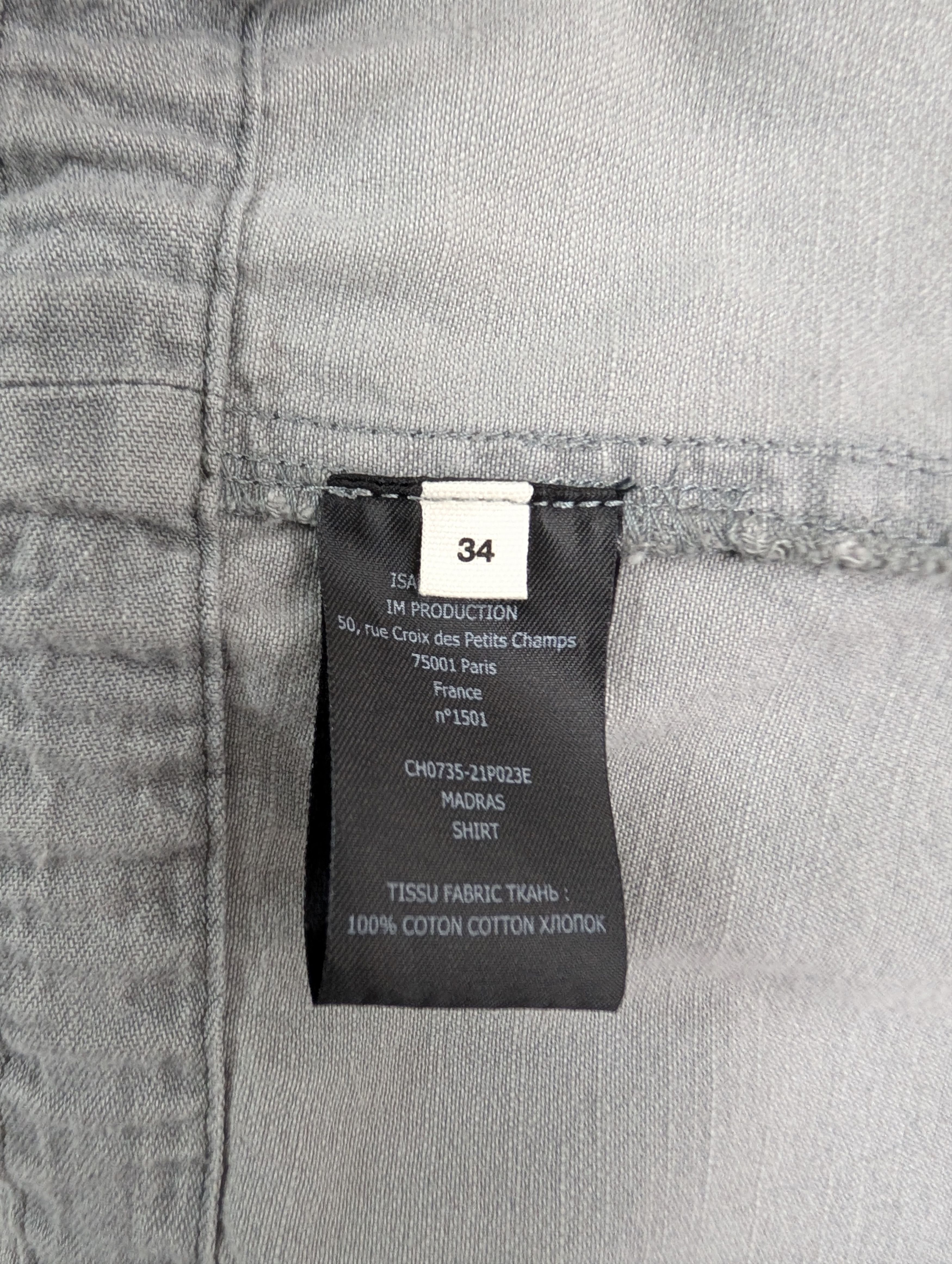 Isabel Marant Etoile Washed Grey Madras Shirt Size XS / US 0-2 / IT 36-38 - 8 Thumbnail