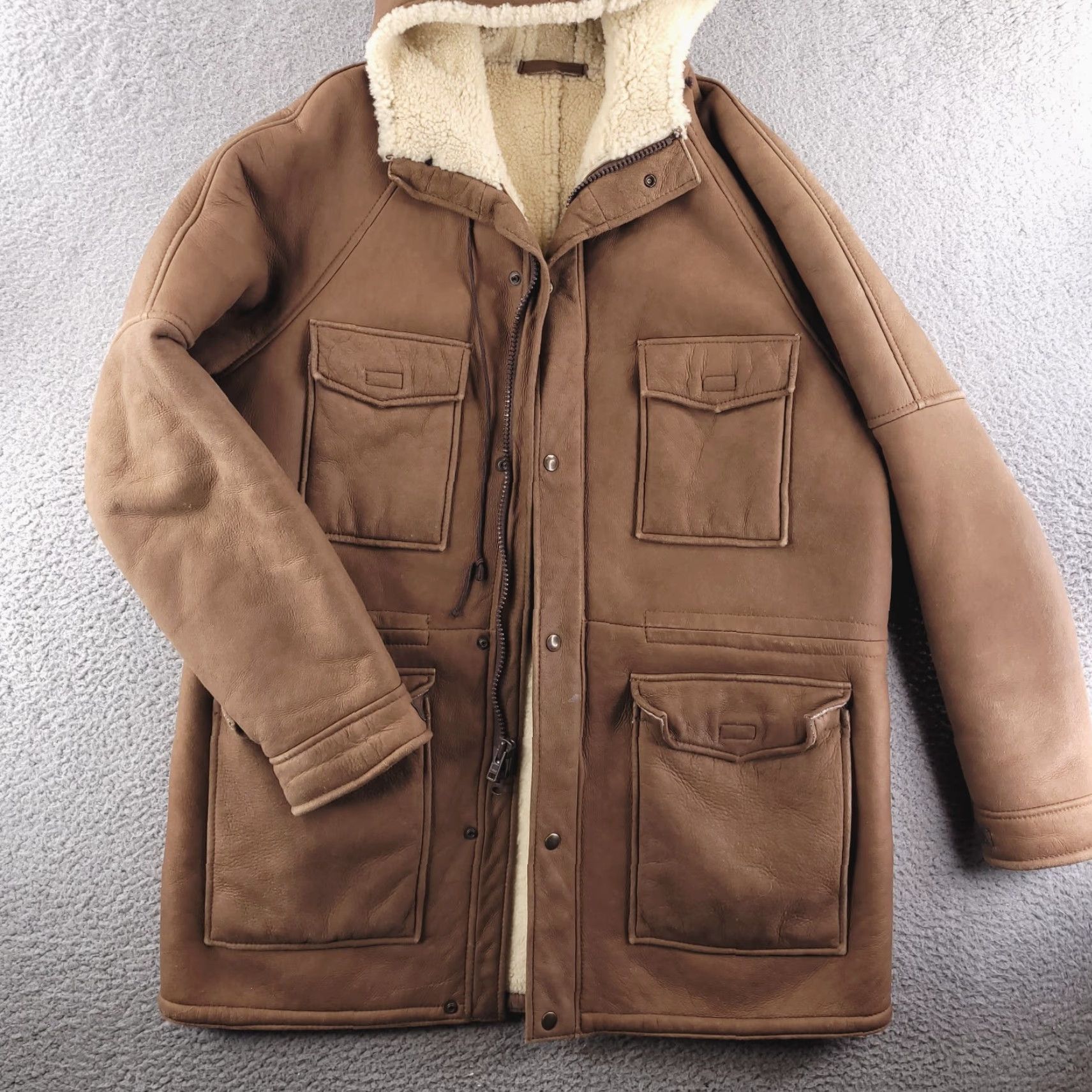 Vintage R Bryant Ltd. Coat Mens Medium Leather Wool Sherpa Winter Traditional Made USA Coat Mens M Brown Overcoat Vintage No Size US M / EU 48-50 / 2 - 2 Thumbnail