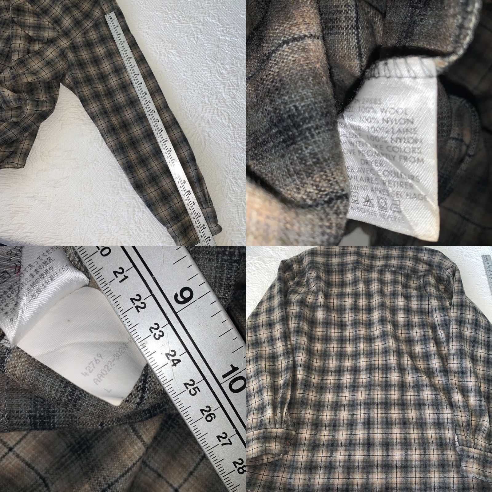 Pendleton VINTAGE Pendleton Board Shirt Wool Brown Shadow Plaid Loop Collar Mens Large Size US L / EU 52-54 / 3 - 8 Thumbnail