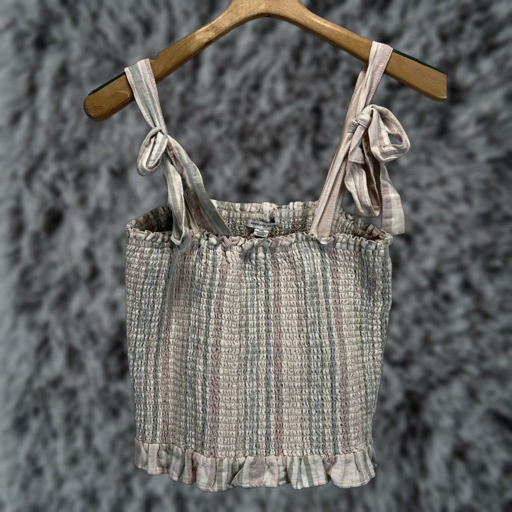 American Eagle Outfitters American Eagle Womens Tank Top L Linen Cotton Blend Striped Cami Summer Casual Beach Bohemian Size L / US 10 / IT 46 - 1 Thumbnail