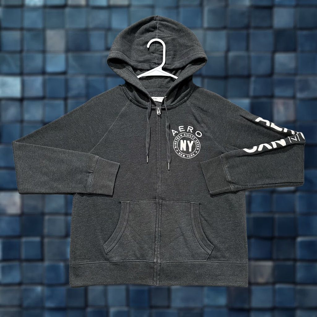 Vintage Aéropostale Hoodie Womens Large Gray Full Zip Logo 1987 New York Size L / US 10 / IT 46 - 1 Thumbnail