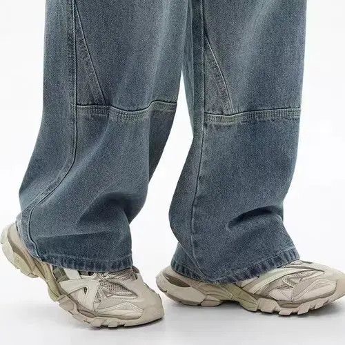 Jean Retro Street Hip Hop Washed Distressed Loose Straight Jeans Size US 30 / EU 46 - 5 Thumbnail