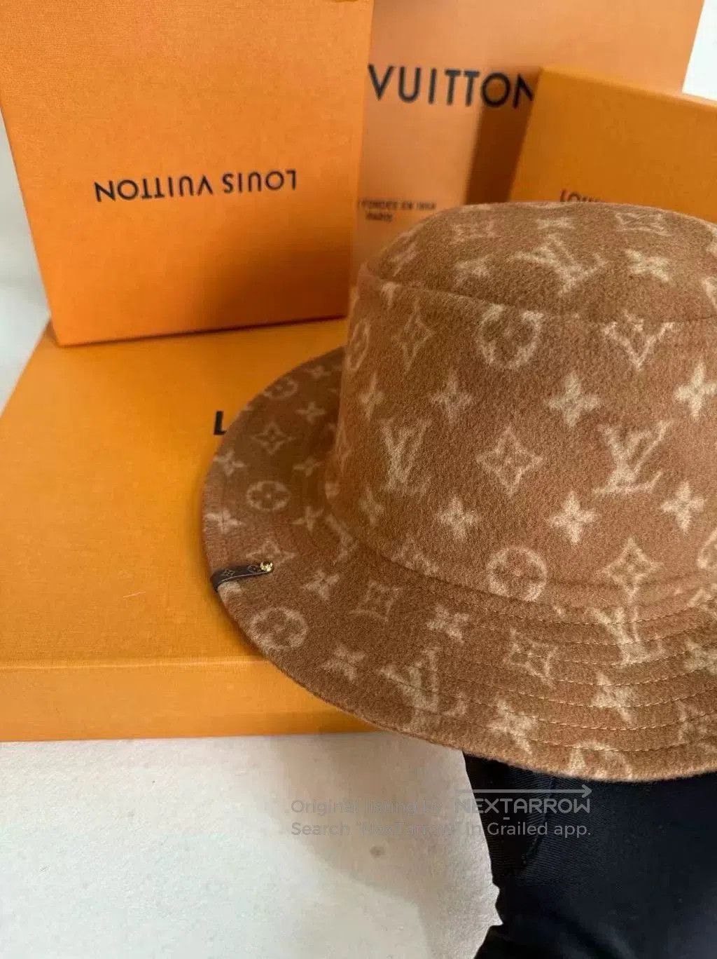 Louis Vuitton LV Monogram Brown Bucket Hat. Size ONE SIZE - 4 Thumbnail