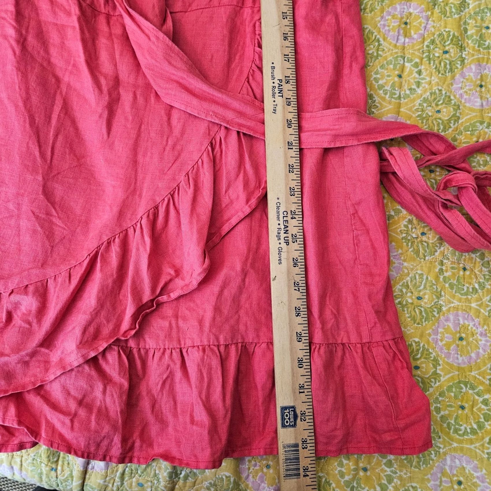 Anthropologie Anthropologie Women's Coral Pink Ruffle Wrap Linen Dress PS Size Petite Linen Dress Color Pink Ruffle Wrap Dress Casual Size S / US 4 / IT 40 - 7 Thumbnail