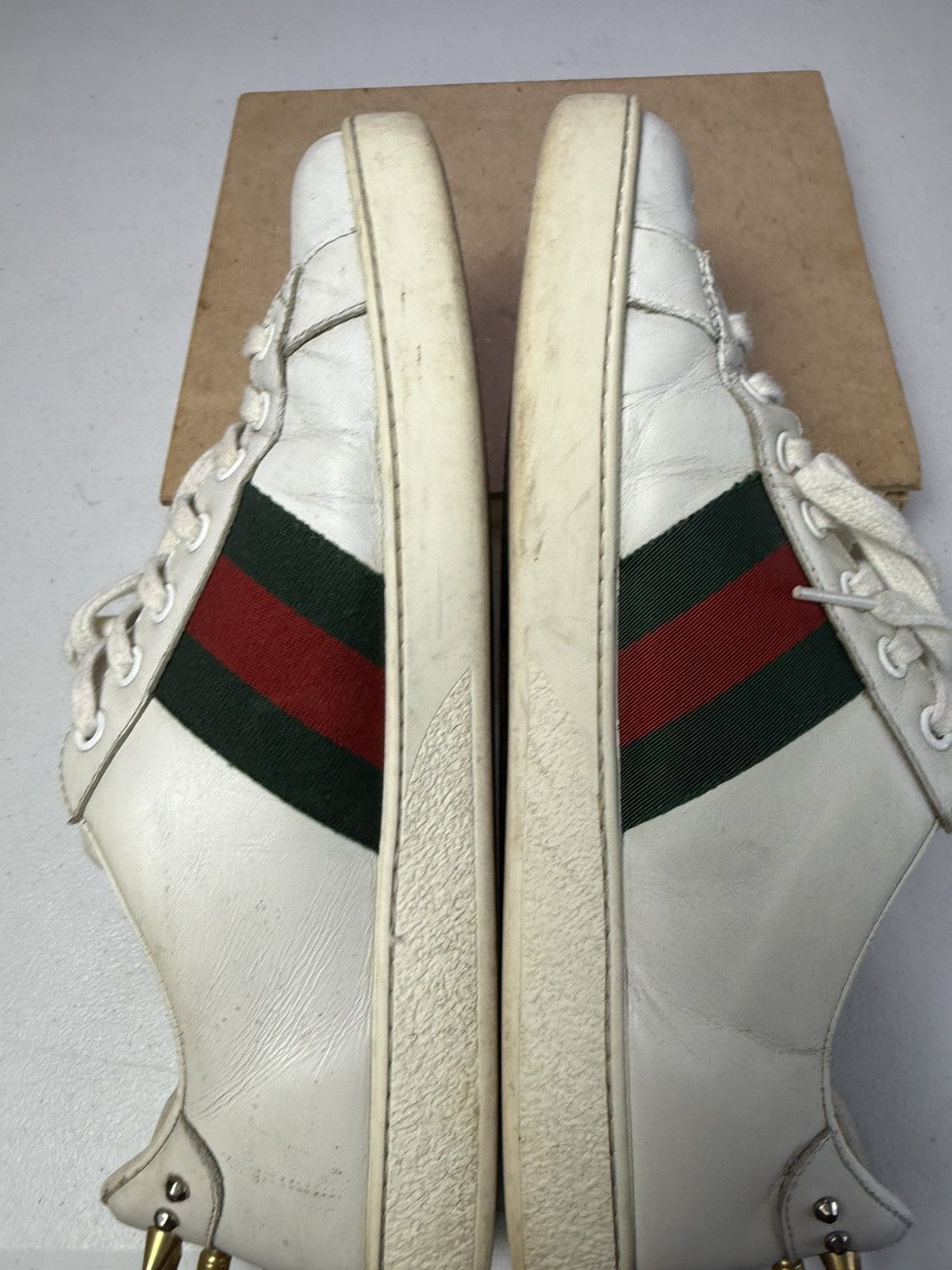 Gucci Gucci Sneakers White with Web and Studs Sz 7.5 G / US 8.5 Size US 7.5 / EU 40-41 - 10 Thumbnail
