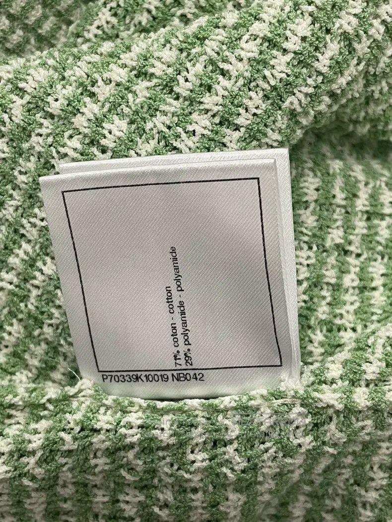 Chanel Chanel Cow green and white striped long knitted cardigan c Size S / US 4 / IT 40 - 7 Thumbnail