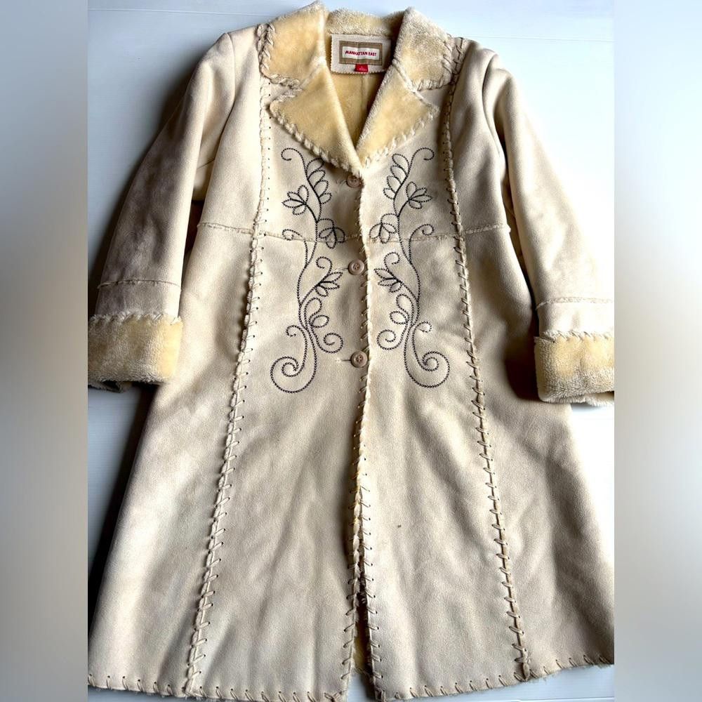 Designer Y2K Afghan Long Faux Suede Embroidered Coat Size S / US 4 / IT 40 - 1 Thumbnail