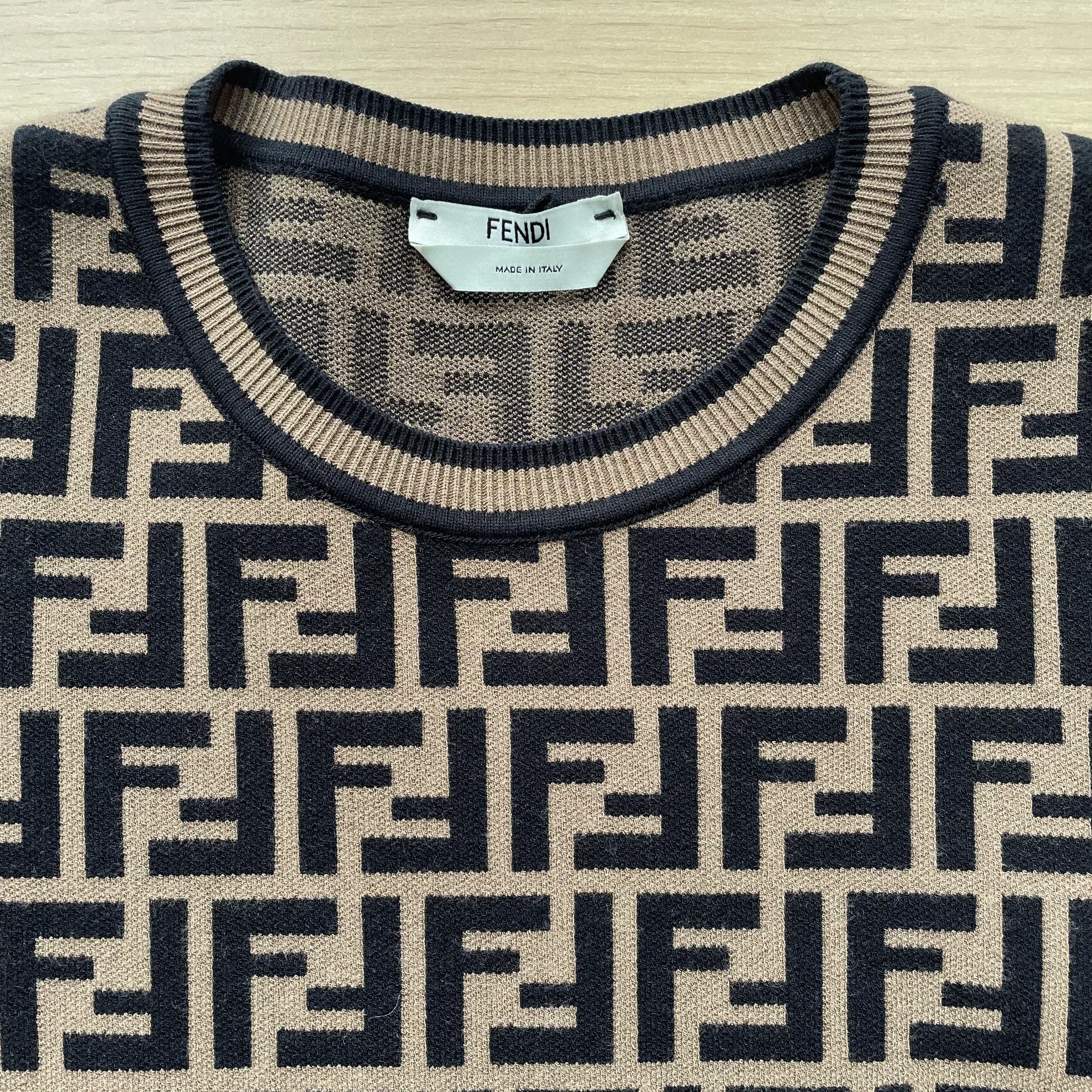Fendi FENDI Womens New FF Allover Print SS Knit Brown 40 Size S / US 4 / IT 40 - 4 Thumbnail