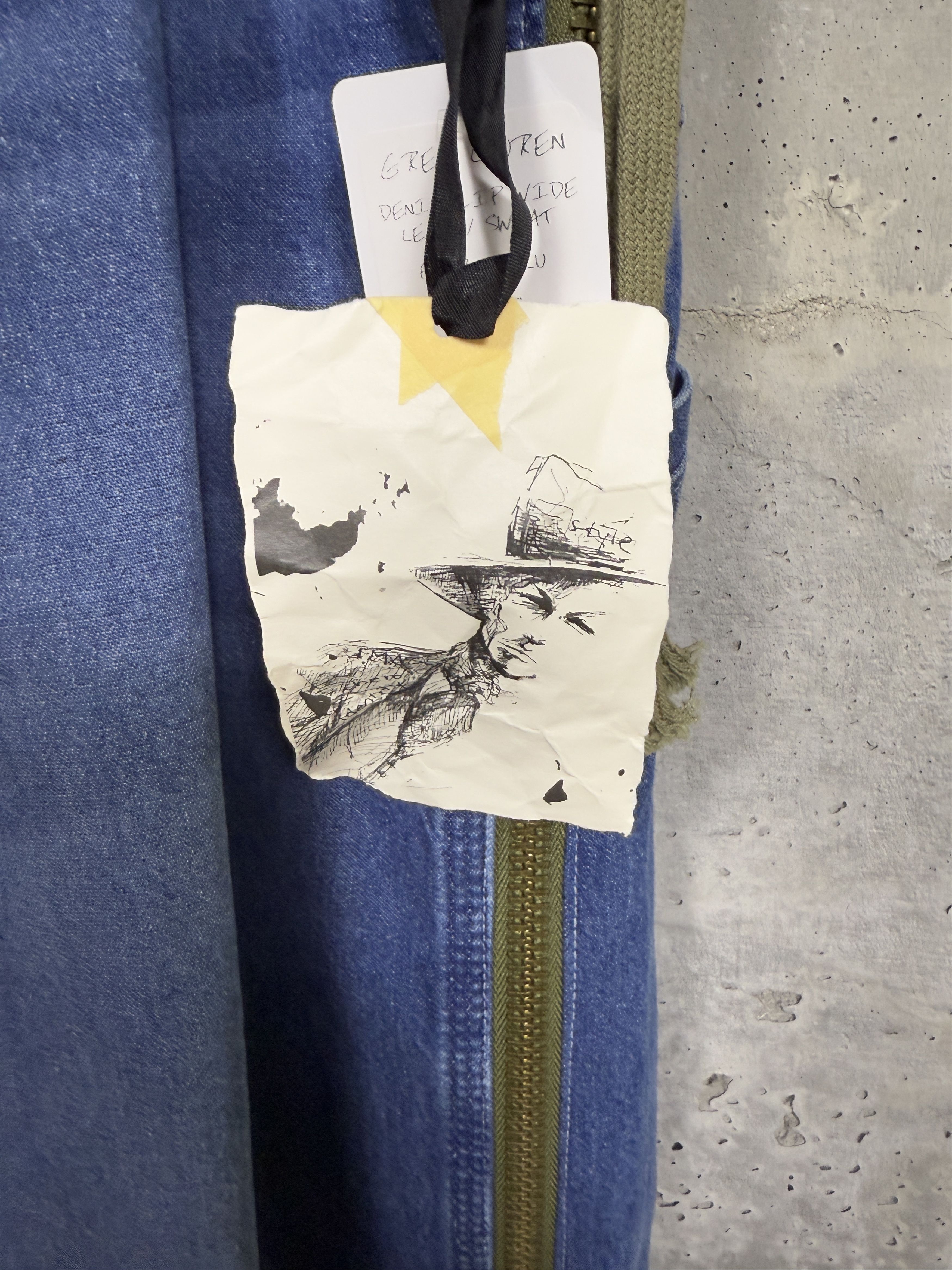 Greg Lauren $1700 Greg Lauren Denim Zip Wide Leg Jeans with Sweats Size US 34 / EU 50 - 10 Thumbnail