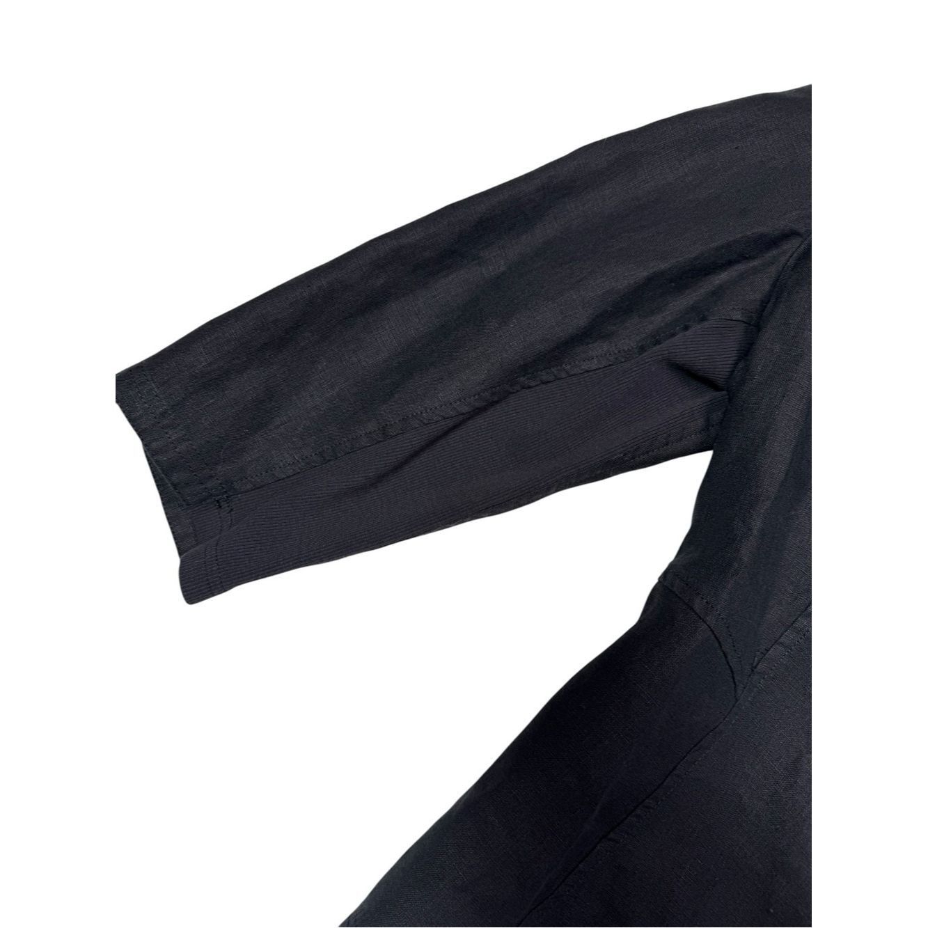 Chicos Chico's Black Open Front Drape Linen Blazer Jacket Size 2 U Size L / US 10 / IT 46 - 7 Thumbnail
