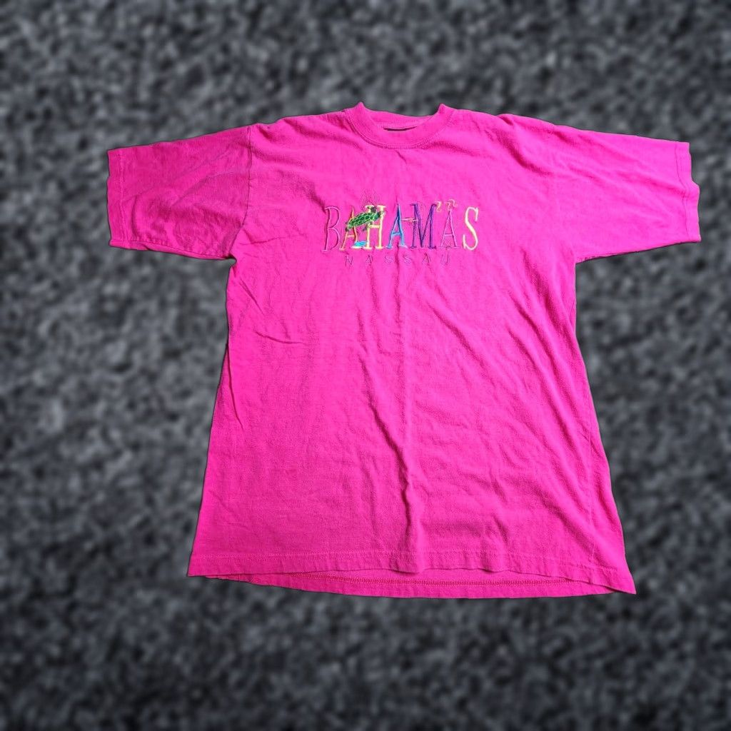 Vintage Vintage Dorissa Bahamas Embroidered T Shirt Adult L Pink Cotton Souvenir Travel Crew Neck Short Sleeve Men Cay Abaco Bahamas Size US L / EU 52-54 / 3 - 1 Thumbnail