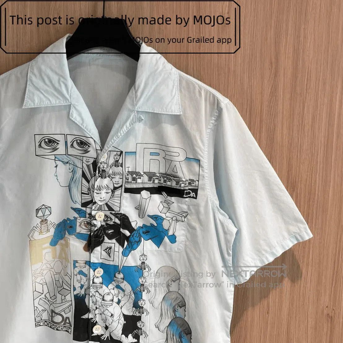 Prada Sz M Prada Face Comic Painting S/S Shirt. Size US M / EU 48-50 / 2 - 3 Thumbnail