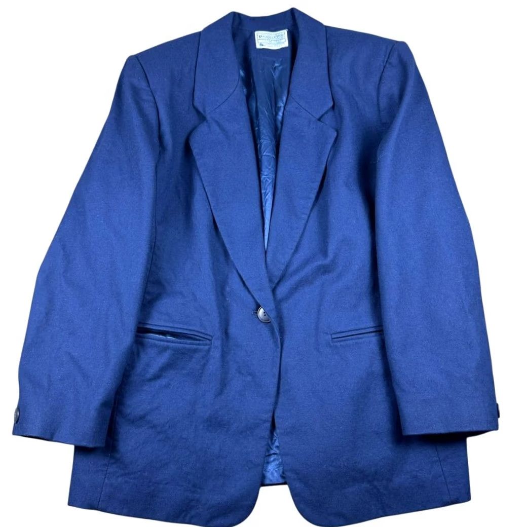 Pendleton VINTAGE Pendleton Blazer Women's 16W 100% Wool Blue Preppy Business Casual Jacket - 90s 80s Womens Size XXL / US 16-18 / IT 52-54 - 4 Thumbnail
