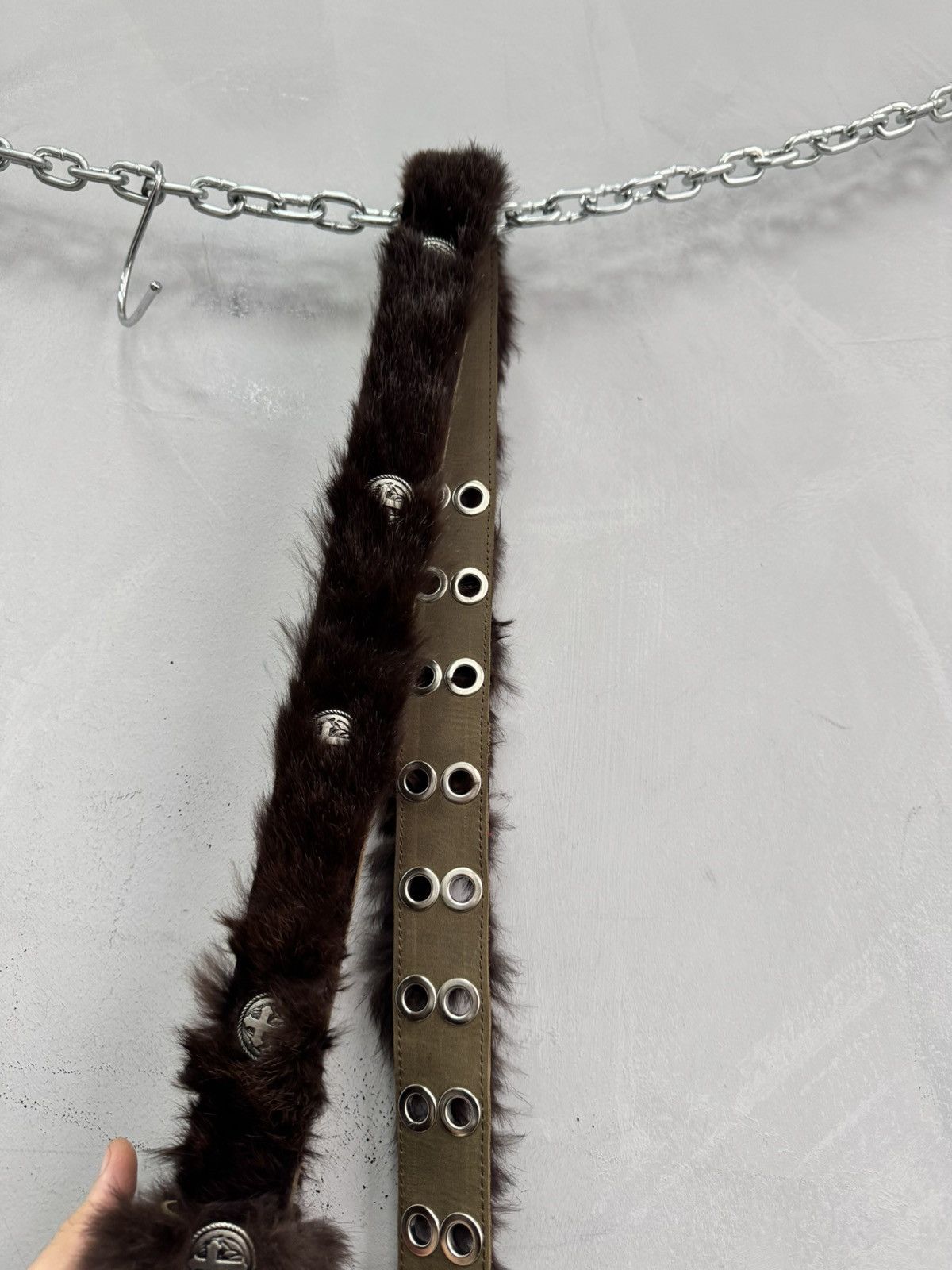 Le Grande Bleu (L.G.B.) Rare Fur fuzzy y2k Legrandebleu style leather belt rare Size ONE SIZE - 10 Thumbnail