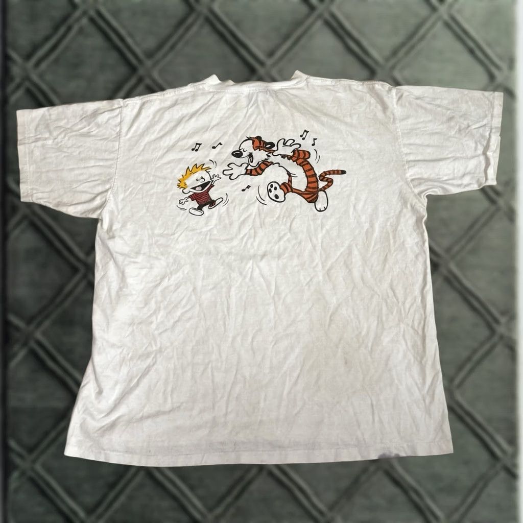 Vintage VINTAGE Grateful Dead Calvin & Hobbes Shakedown Street Shirt XL Jerry Garcia Crew Neck Short Sleeve White Cotton Men T-Shirt 90s Band Hippie Music Size US XL / EU 56 / 4 - 1 Thumbnail