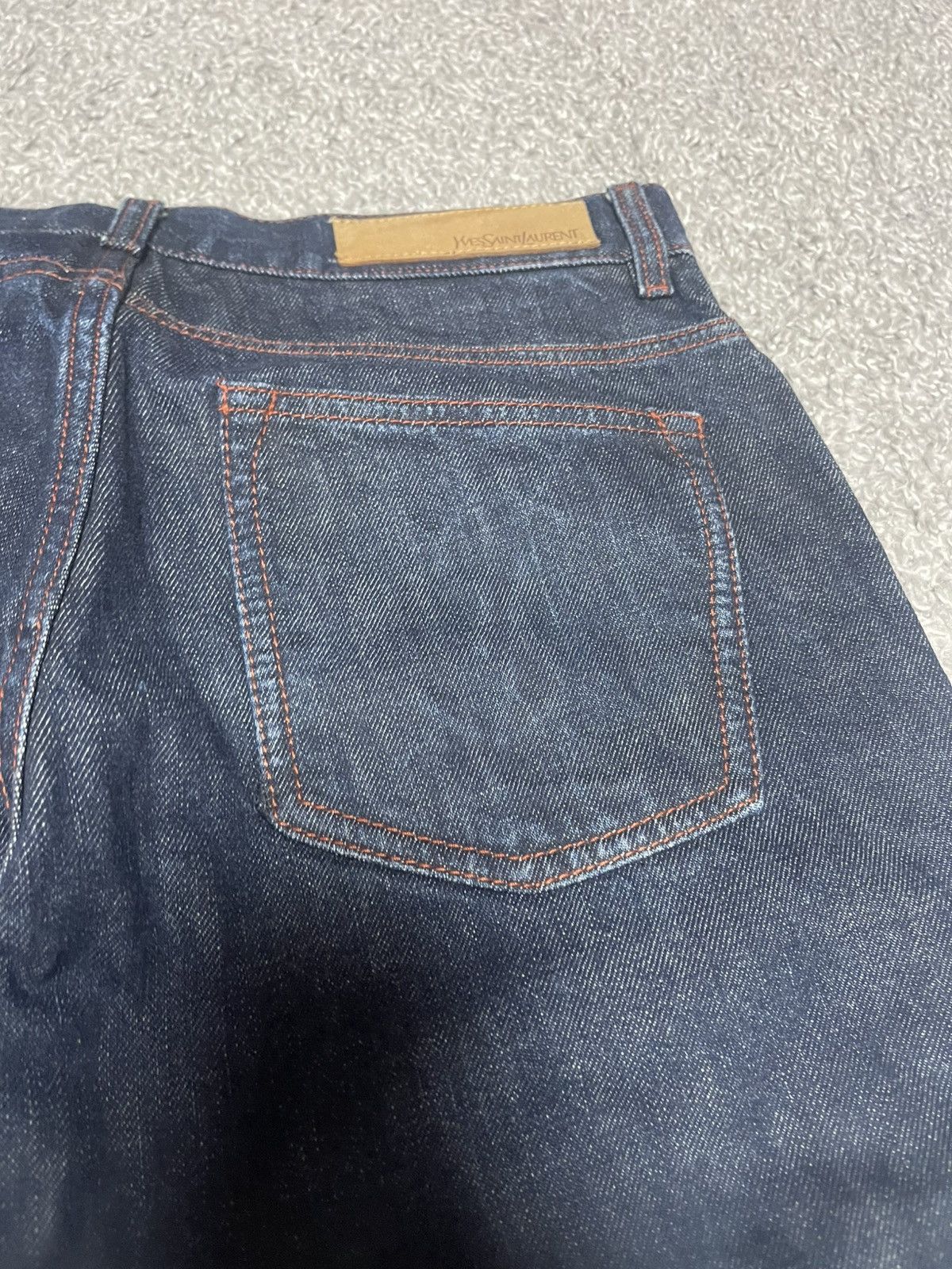Yves Saint Laurent YSL Dark Indigo Denim Red Stitch Jeans 44 Size 40" / US 18 - 6 Thumbnail
