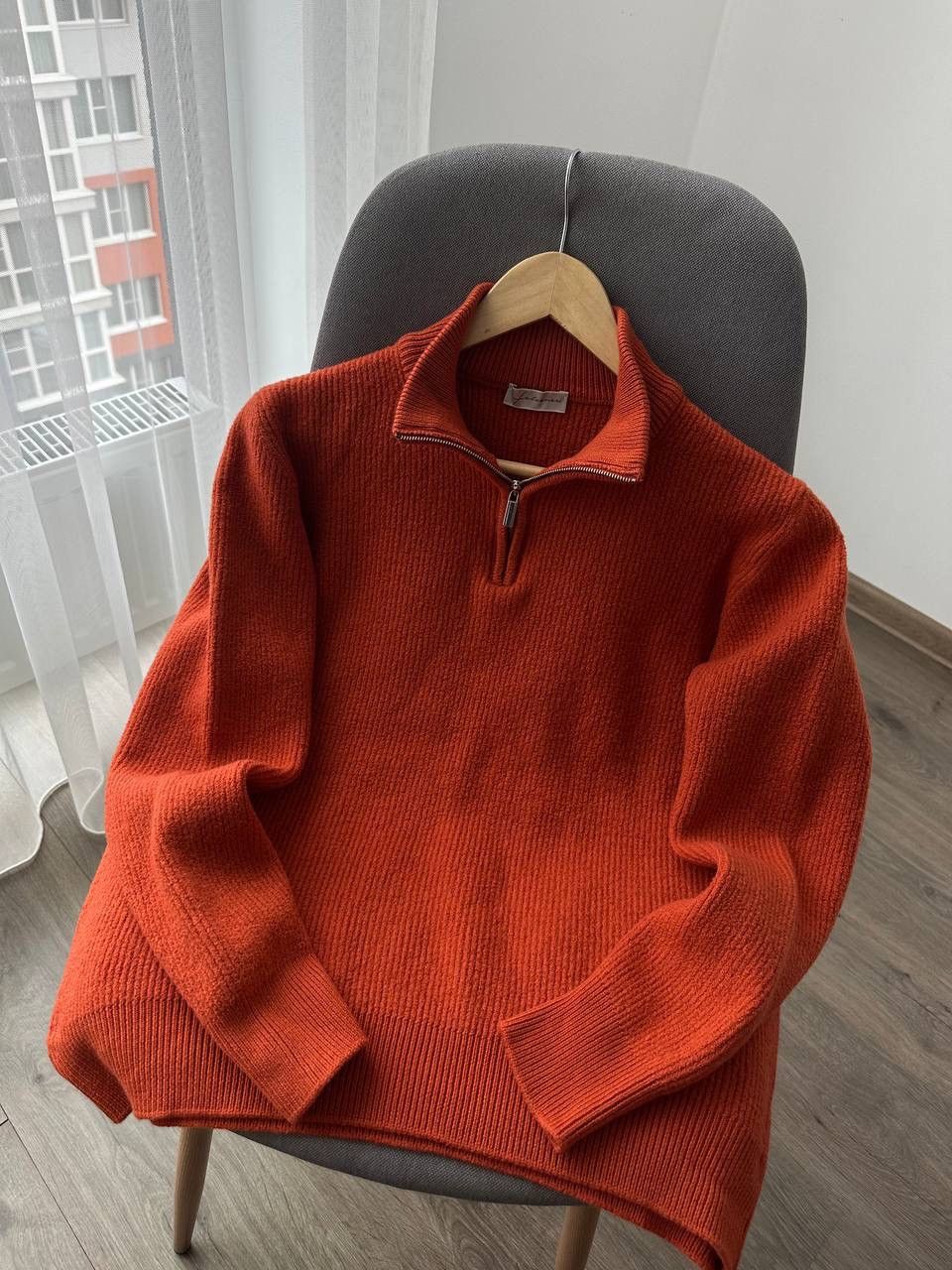 Japanese Brand × Vintage Vintage Faconeri Marino Wool Pullover 1/4 zip Orange Sweater Size US M / EU 48-50 / 2 - 18 Thumbnail