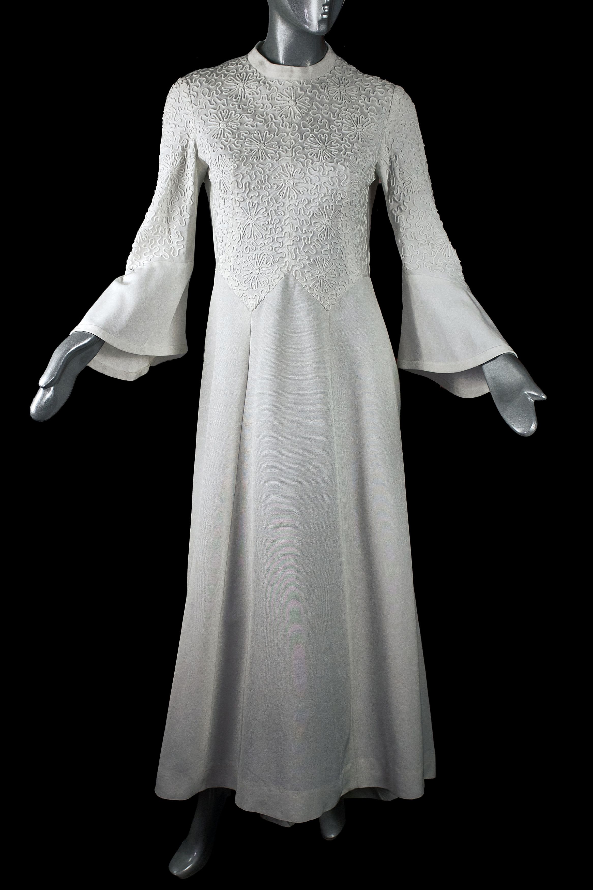 Vintage Maggy Rouff 50's Vintage White Haute Couture Wedding Dress Size S / US 4 / IT 40 - 3 Thumbnail