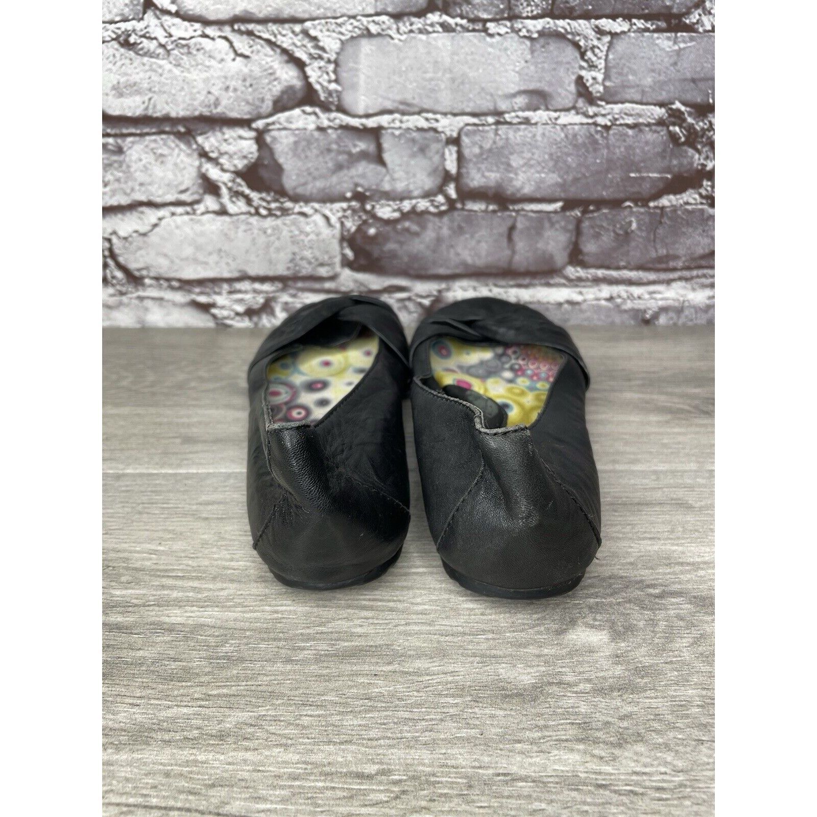 Born Born Lily W32114 Black Leather Vamp Accented Knot Ballet Fla Size US 8 / IT 38 - 4 Thumbnail