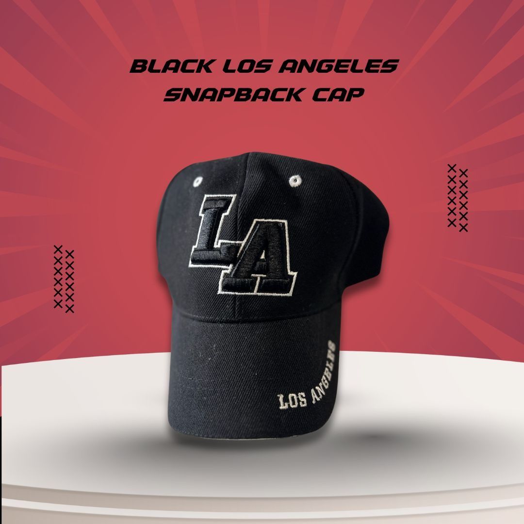 Other Black Los Angeles Snapback Cap With Embroidered LA Logo & Te Size ONE SIZE - 1 Thumbnail