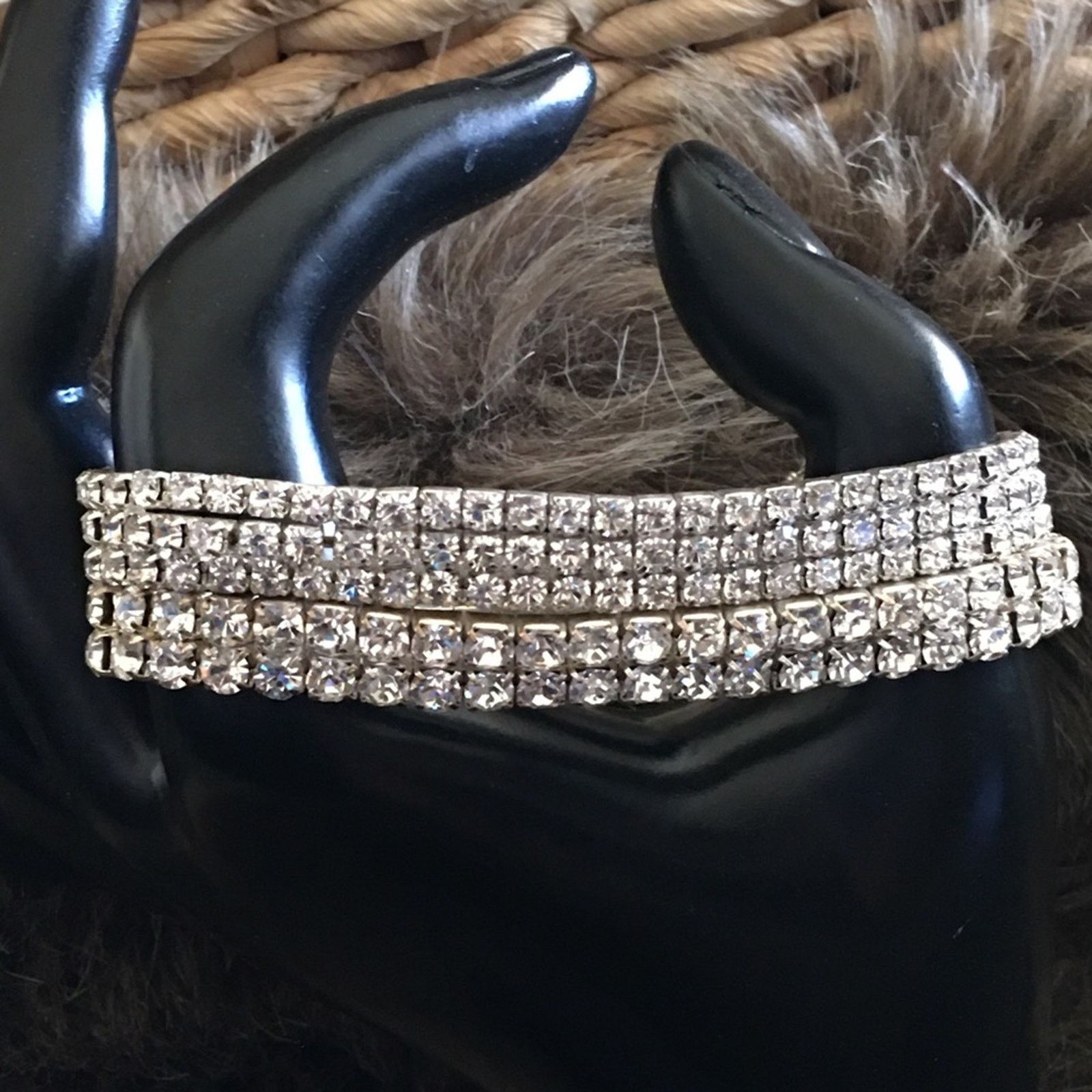 Vintage Vintage set of two rhinestone stretch bracelets Size ONE SIZE - 1 Thumbnail