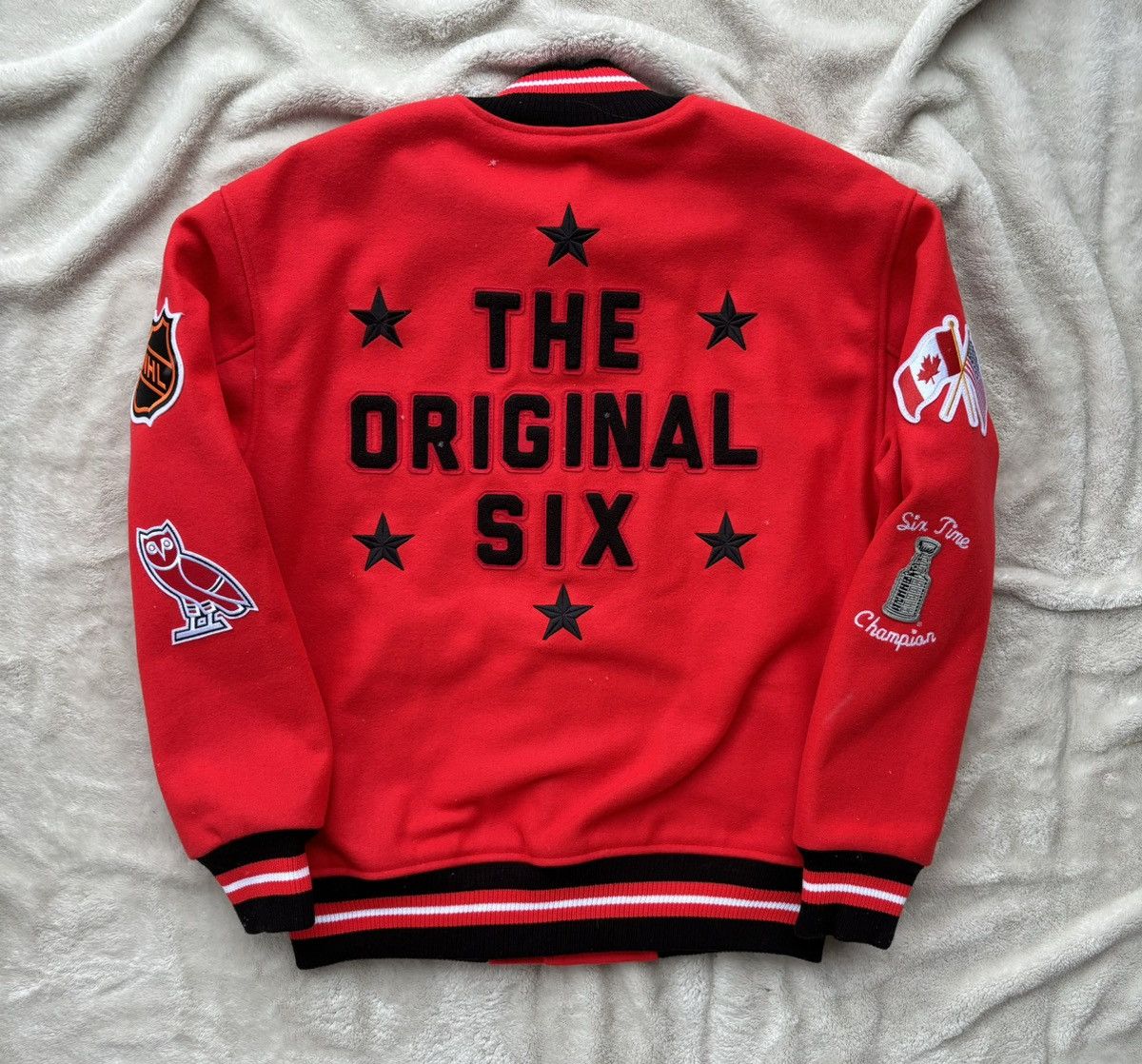 October's Very Own OVO x NHL Chicago Blackhawks Varsity Jacket Size US L / EU 52-54 / 3 - 4 Thumbnail