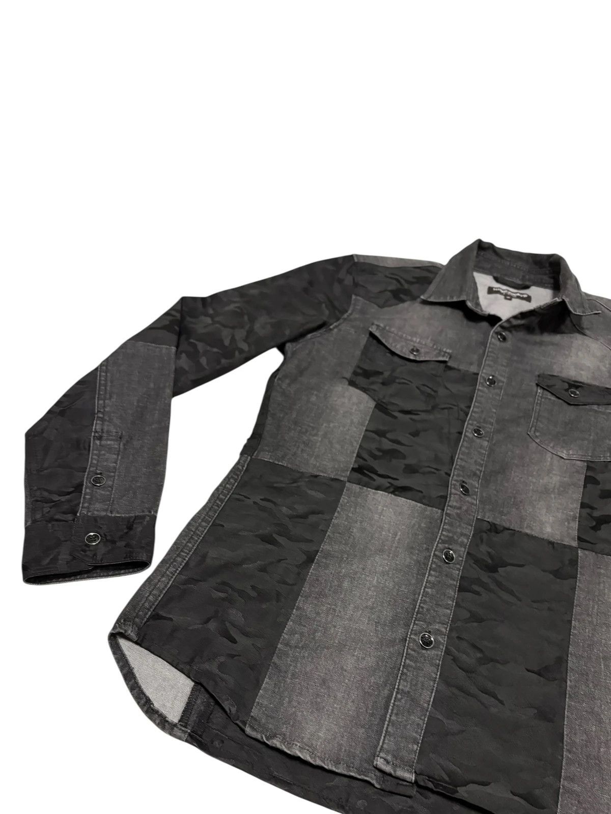 HIDEAWAYS Japanese brand camo two tone patch denim shirt jacket Size US S / EU 44-46 / 1 - 2 Thumbnail