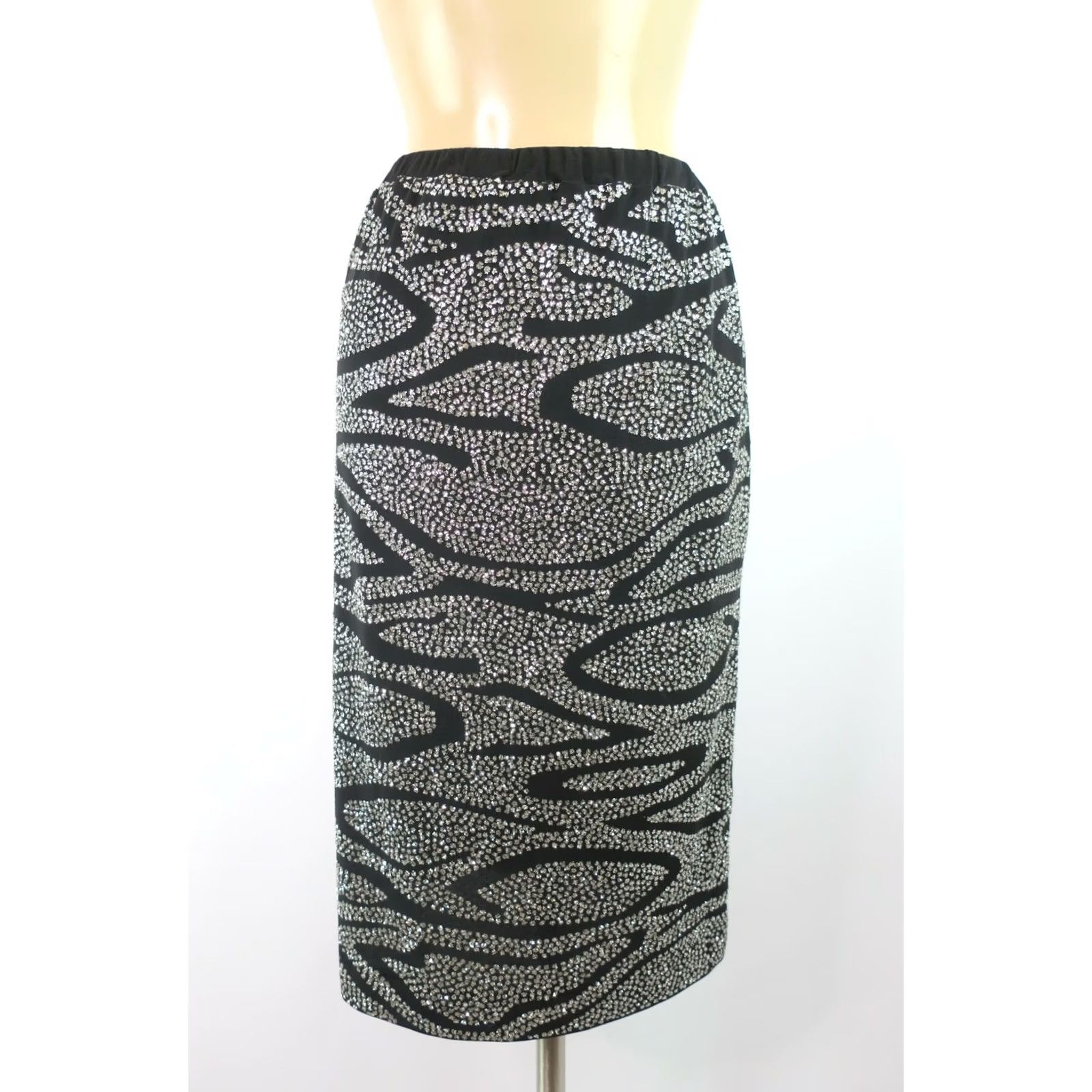 Vintage Ricki Lang Animal Print Dress Sequin Glitter VTG 2pc S/M Black Silver Cocktail Eveningwear Womens Size S / US 4 / IT 40 - 7 Thumbnail