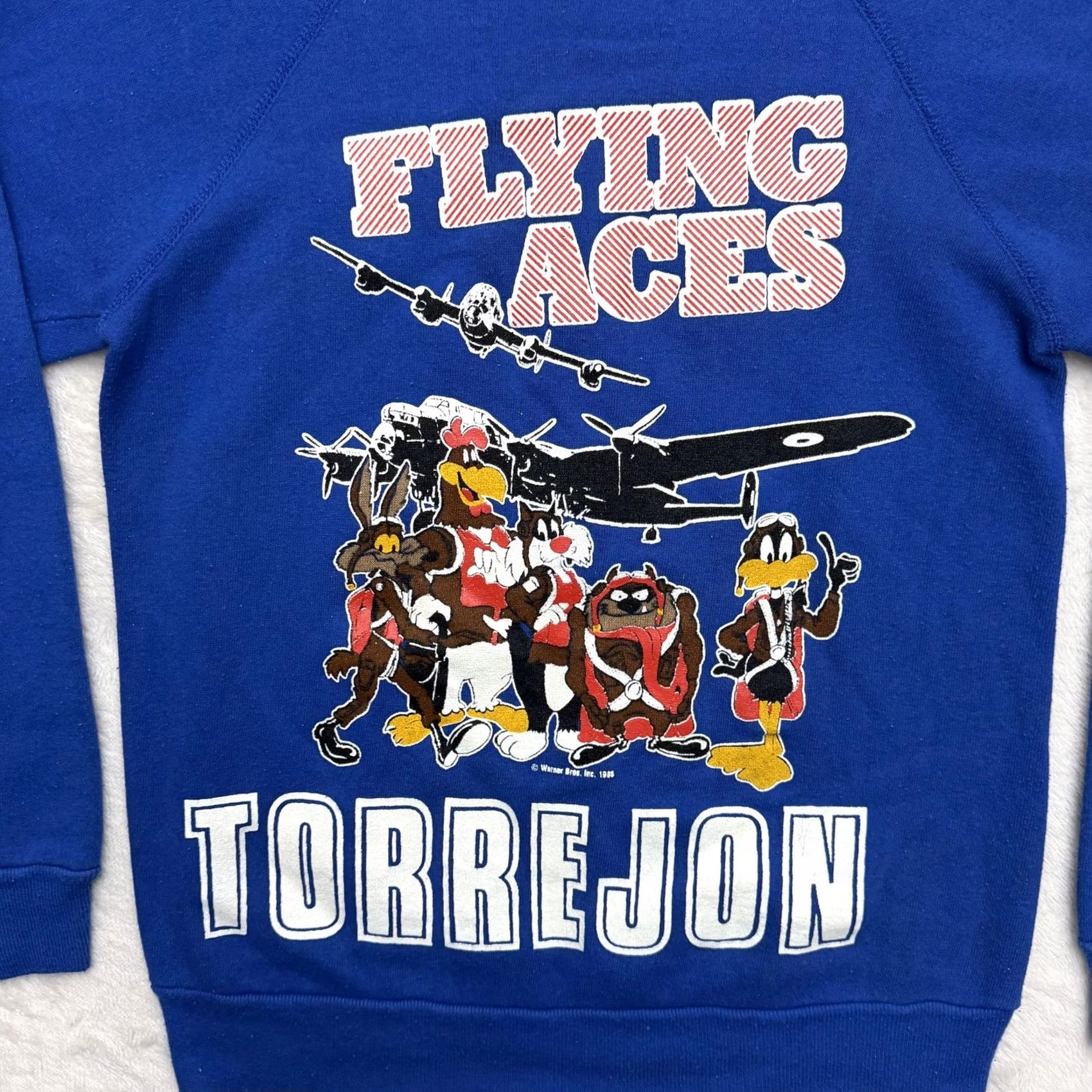 Vintage VINTAGE Artex Flying Aces Torrejon Looney Tunes Sweatshirt Mens Medium Blue 1988 Size US M / EU 48-50 / 2 - 7 Thumbnail