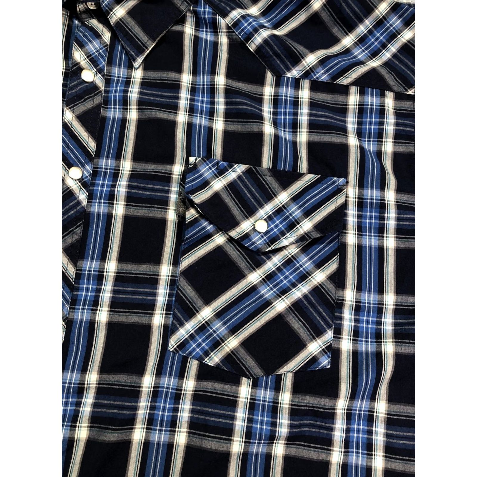 Vintage High Noon Shirt Mens 6XL Blue Plaid Short Sleeve Western Snap Pockets Casual Size US XXL / EU 58 / 5 - 6 Thumbnail