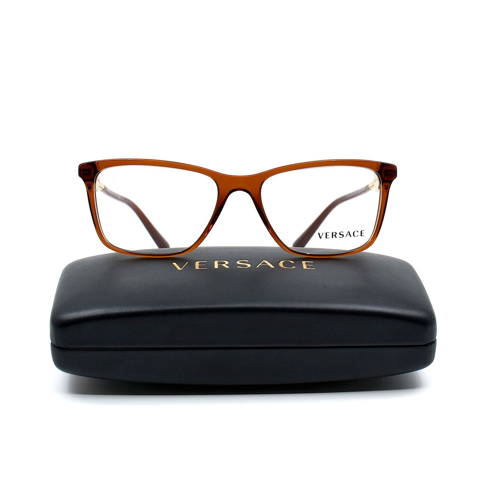 Versace NEW VERSACE VE3299B 5324 TRANSPARENT BROWN EYEGLASSES FRAME Size ONE SIZE - 5 Thumbnail