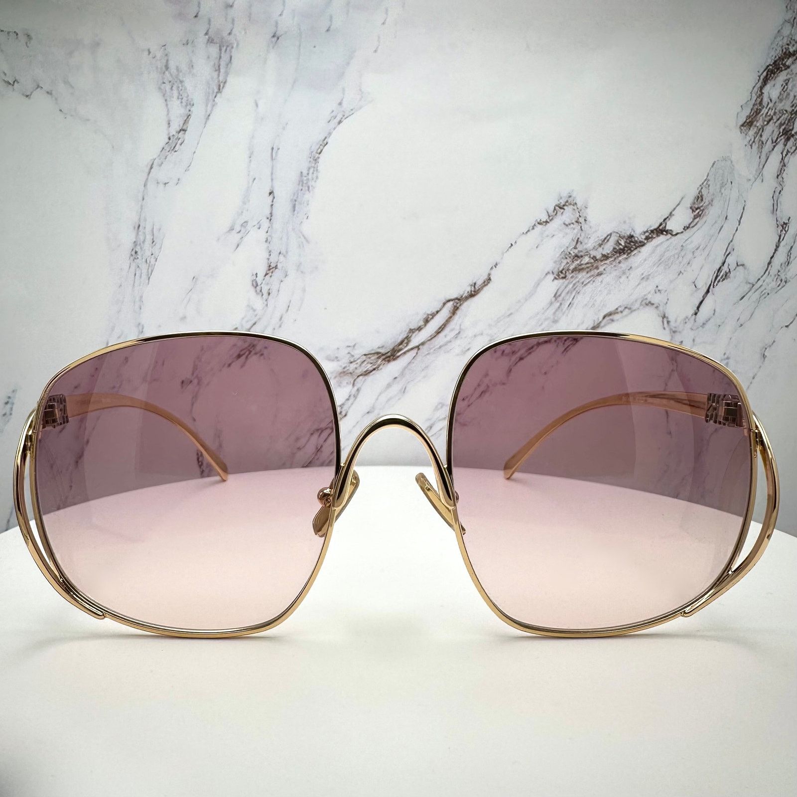 Miu Miu MIU MIU Sunglasses Gold Metal Square Oversized Gradient Lens Size ONE SIZE - 2 Thumbnail