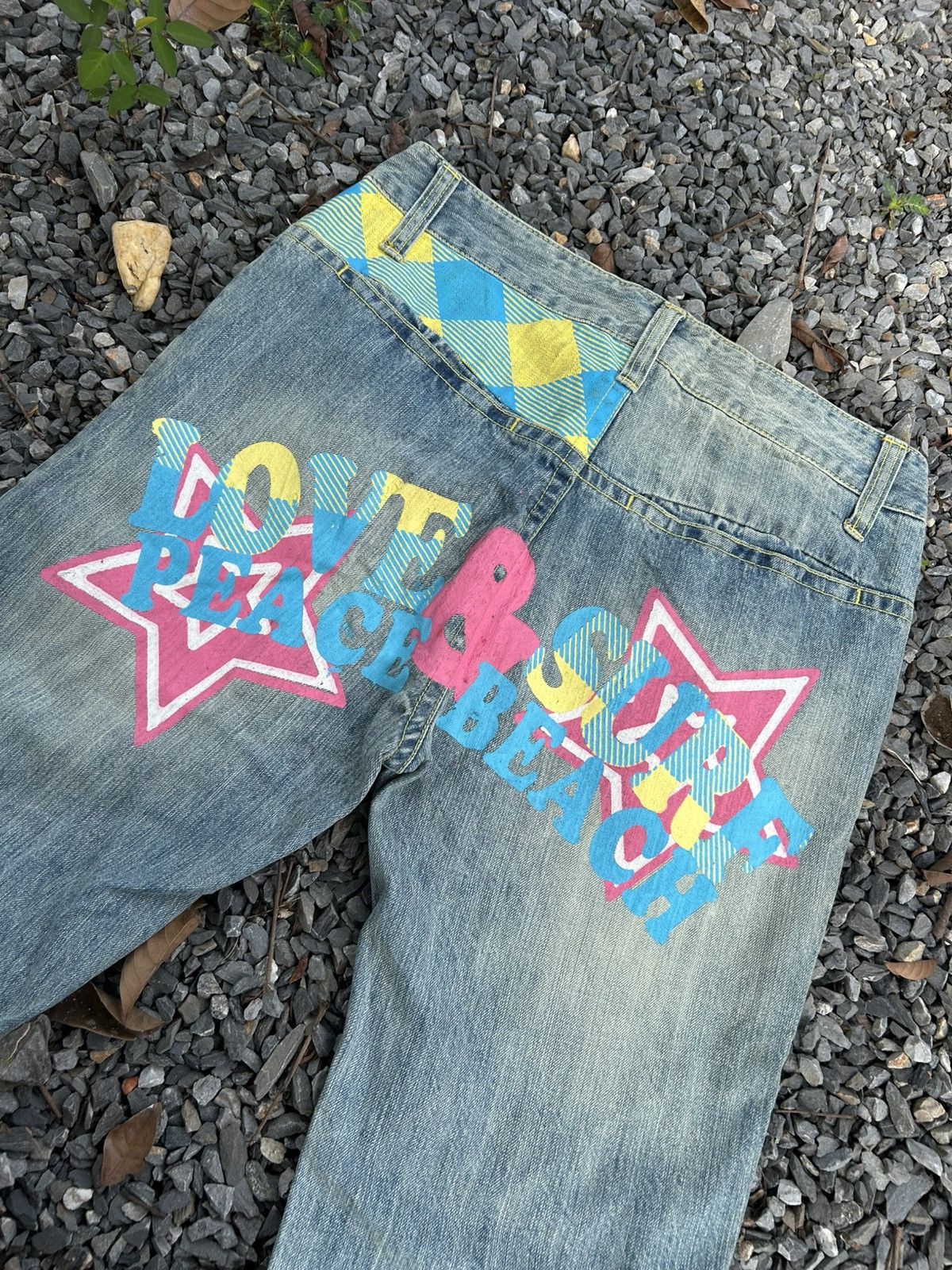 Kapital CLONE DEVGRU DAICOCK LOVE PEACE SURF BEACH DENIM JEANS RARE🎌 Size US 32 / EU 48 - 3 Thumbnail