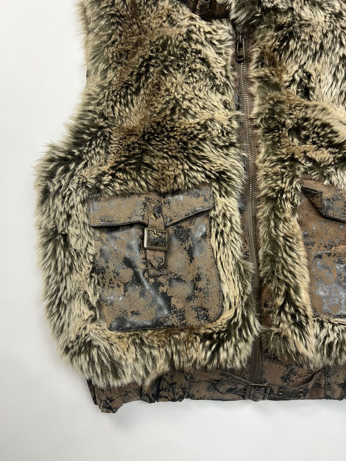 If Six Was Nine 💥Y2k Vintage Fluffy Fur Faux LGB IfSixWasNine Vest Jacket Size US L / EU 52-54 / 3 - 4 Thumbnail