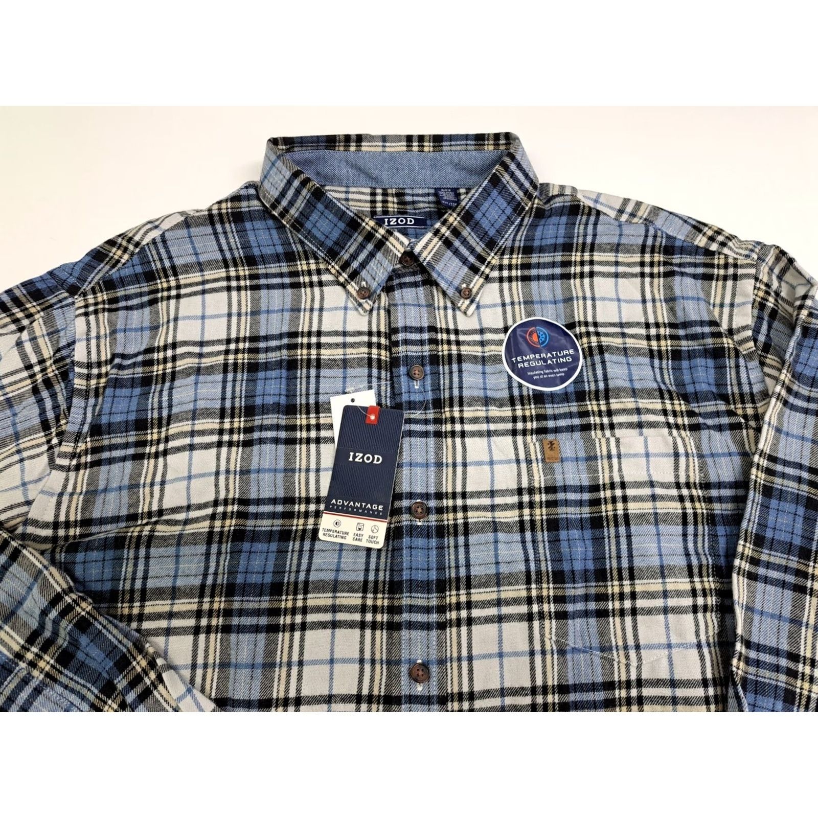 Izod NWT Izod Performance Stratton Flannel Mens Long Sleeve Button Down 2XL Blue Plaid Shirt Mens Regular 2XL Fall Winter Casual Workwear Travel Button-Up Size US XXL / EU 58 / 5 - 3 Thumbnail