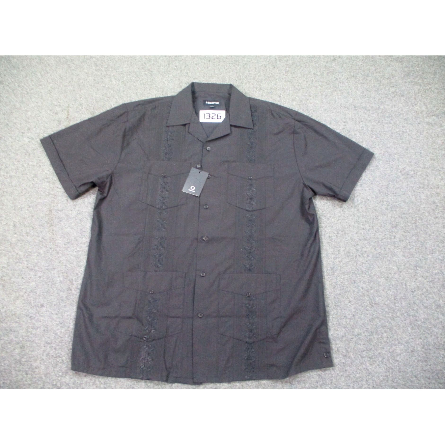Chemise Homme Brodée 4 Poches - Taille S, Couleur Tan, Style Cubain Rockabilly, Occasion