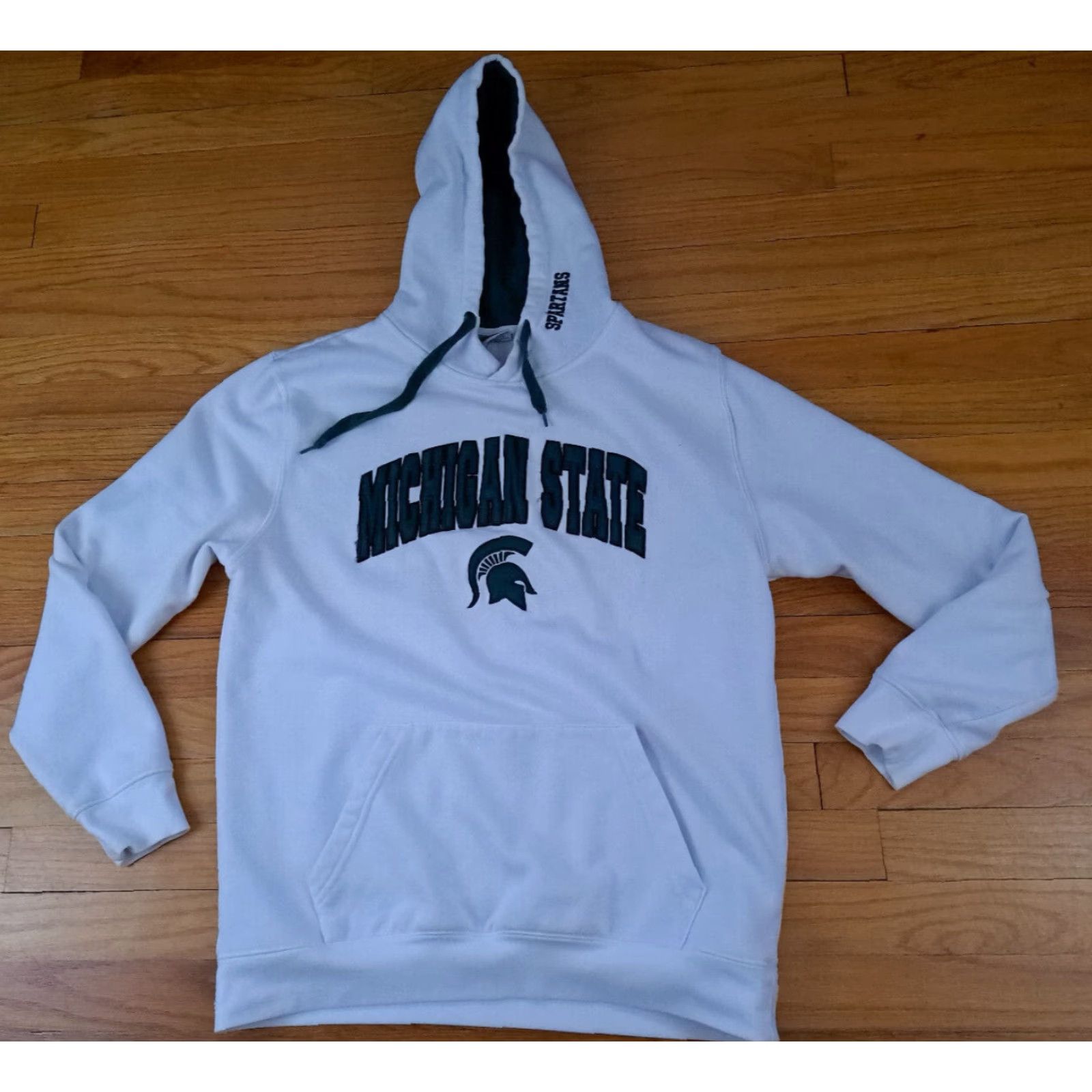 Vintage VINTAGE Stadium Hoodie Michigan State Spartans Basketball Warm-Up Stitched Large Green&White Unisex Adults L Pullover Canvas Size US L / EU 52-54 / 3 - 3 Thumbnail