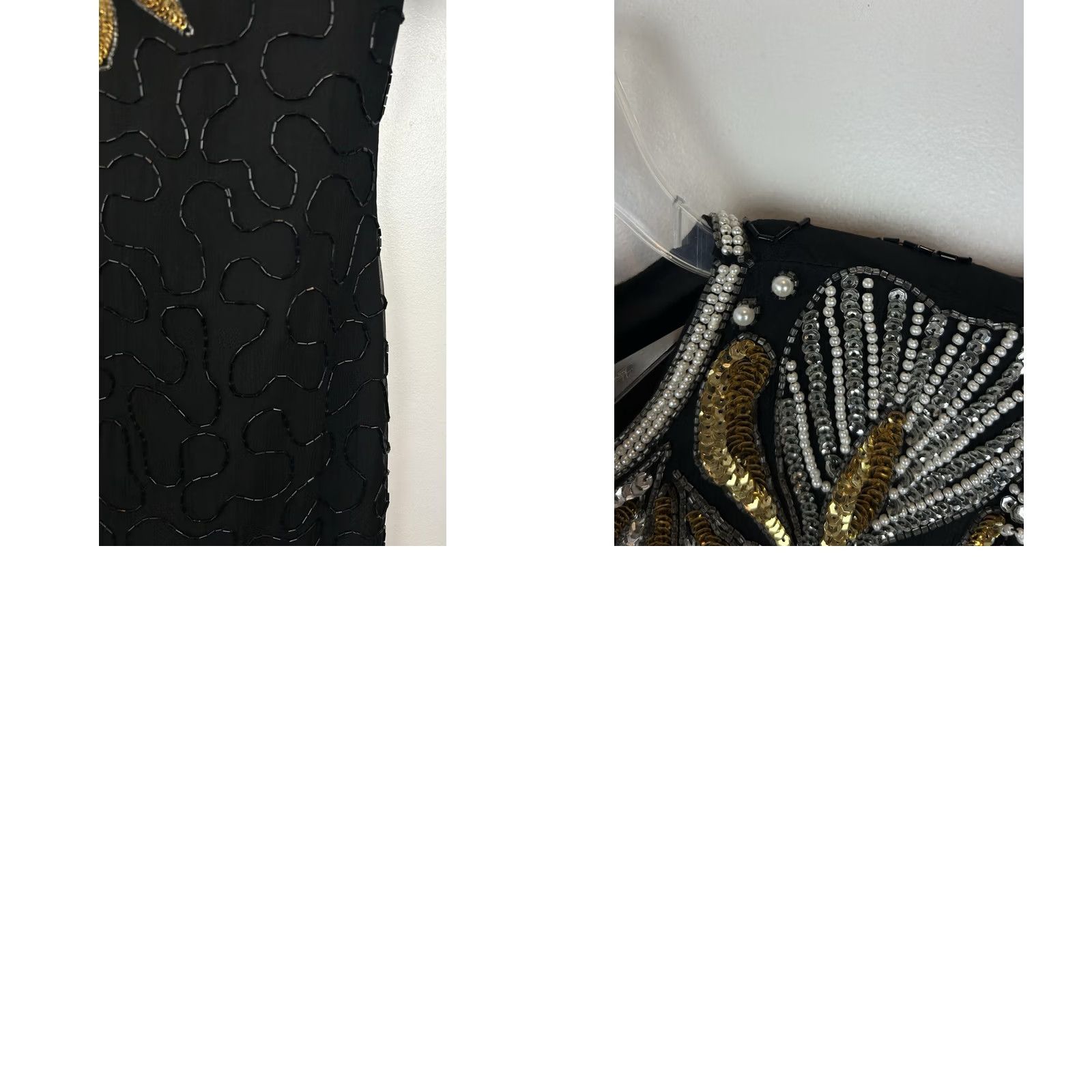 Vintage VINTAGE Denise Elle Beaded Evening Dress Silk Black 80s Medium M 100% Silk Cocktail Party Womens Size M / US 6-8 / IT 42-44 - 8 Thumbnail