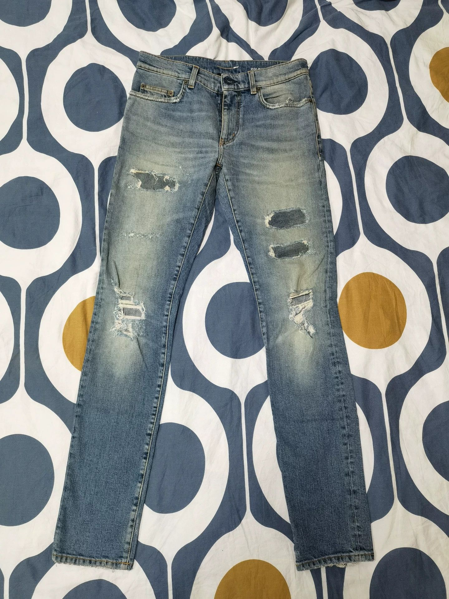 Saint Laurent Paris Saint Laurent Distressed Patch Jeans Size US 30 / EU 46 - 1 Thumbnail