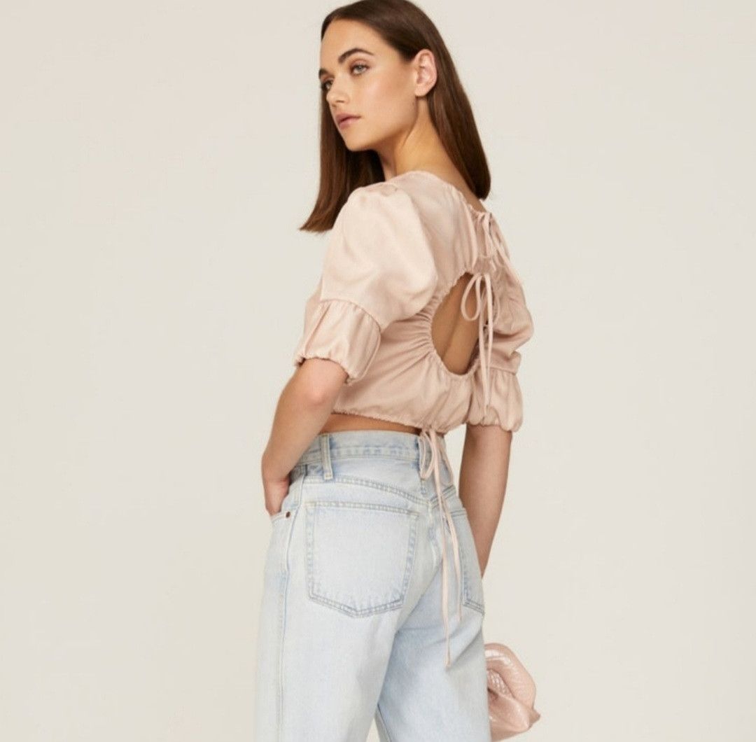 Other LOVE, WHIT BY WHITNEY PORT Pink Open Back Cropped Blouse Size S / US 4 / IT 40 - 1 Thumbnail