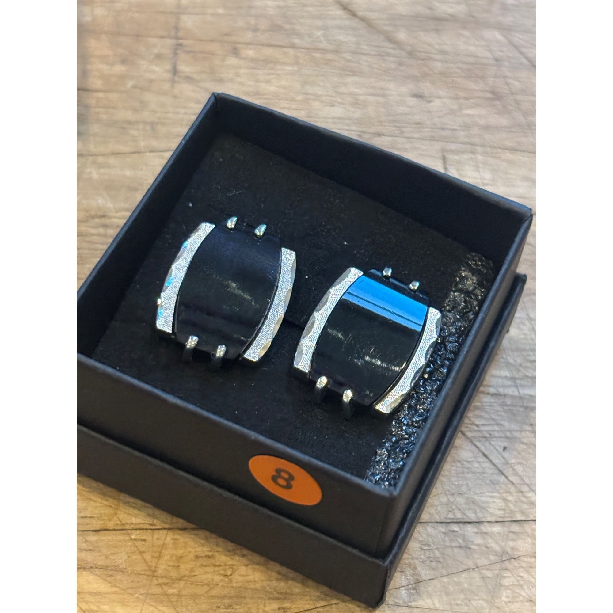 Other Vintage Silver & Black Cufflinks With Box Size ONE SIZE - 1 Thumbnail