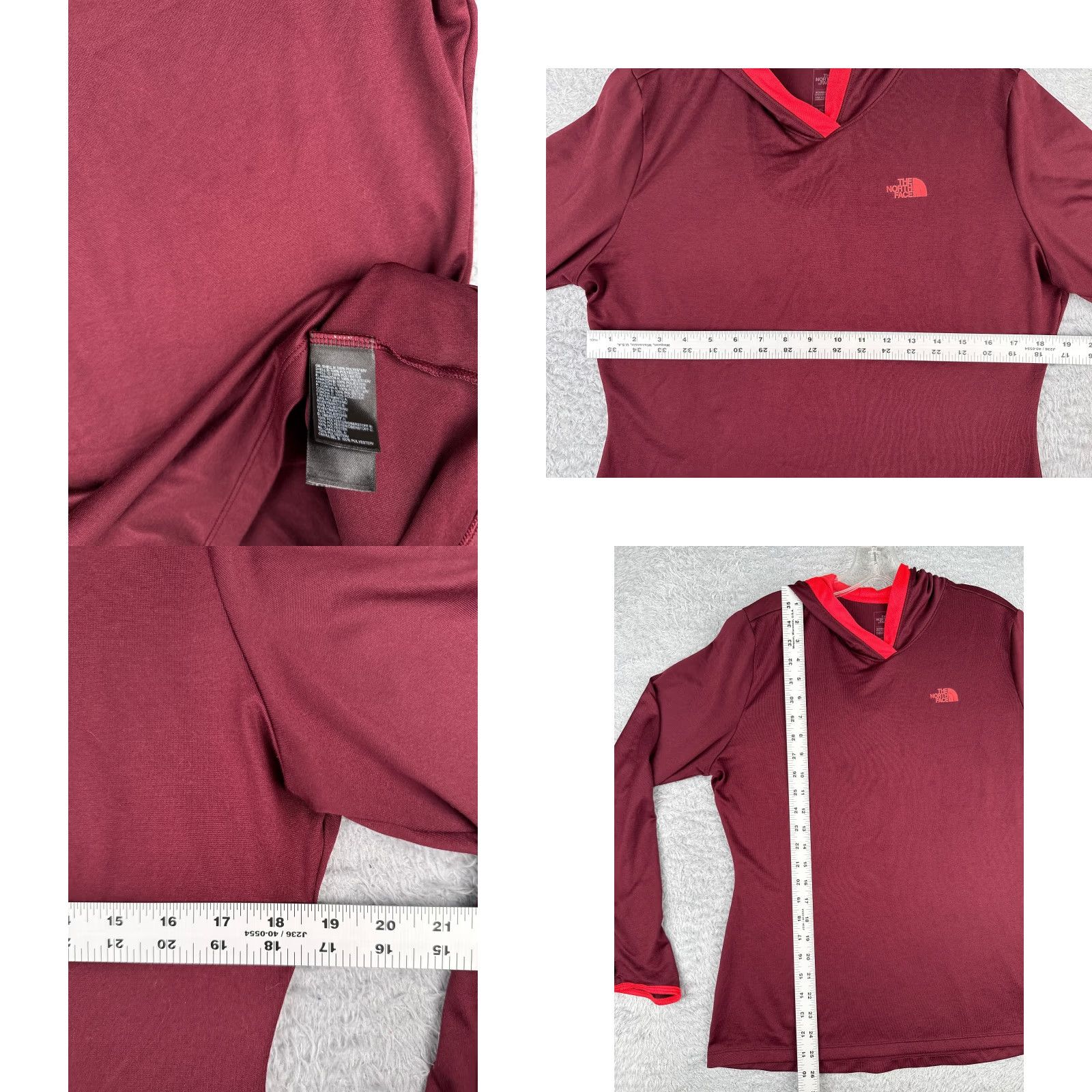 The North Face The North Face Shirt Women Red Long Sleeve Hooded V-Neck Flashdry Polyester Size M / US 6-8 / IT 42-44 - 8 Thumbnail
