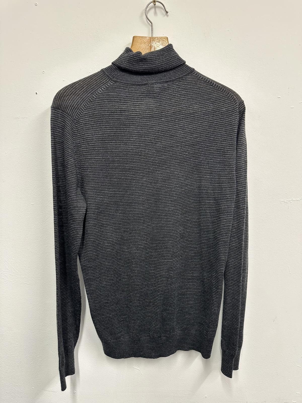 Reiss Reiss Medium Grey Striped Turtleneck Sweater Size US M / EU 48-50 / 2 - 4 Thumbnail