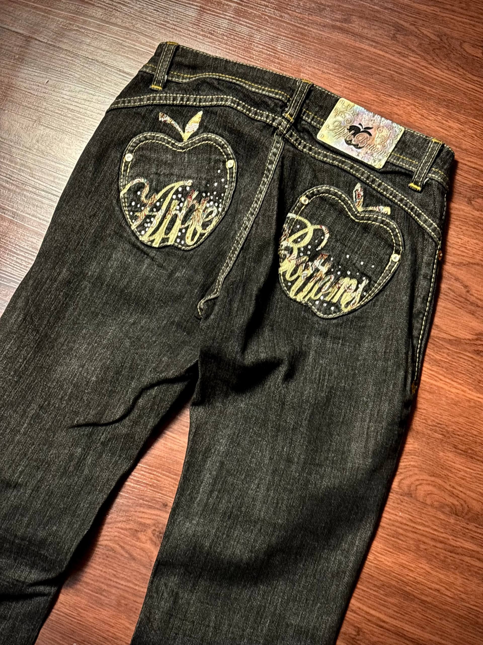 If Six Was Nine Vintage 00s Apple Bottoms Big Logo Apple Denim Pants Size 28" / US 6 / IT 42 - 2 Thumbnail